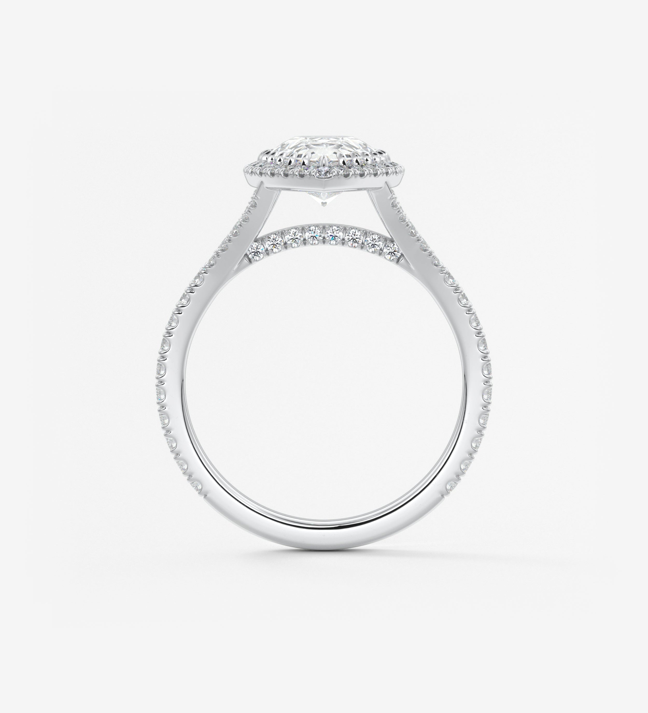 Pear Halo & Pave , Split Shank Lab Grown Diamond Engagement Ring