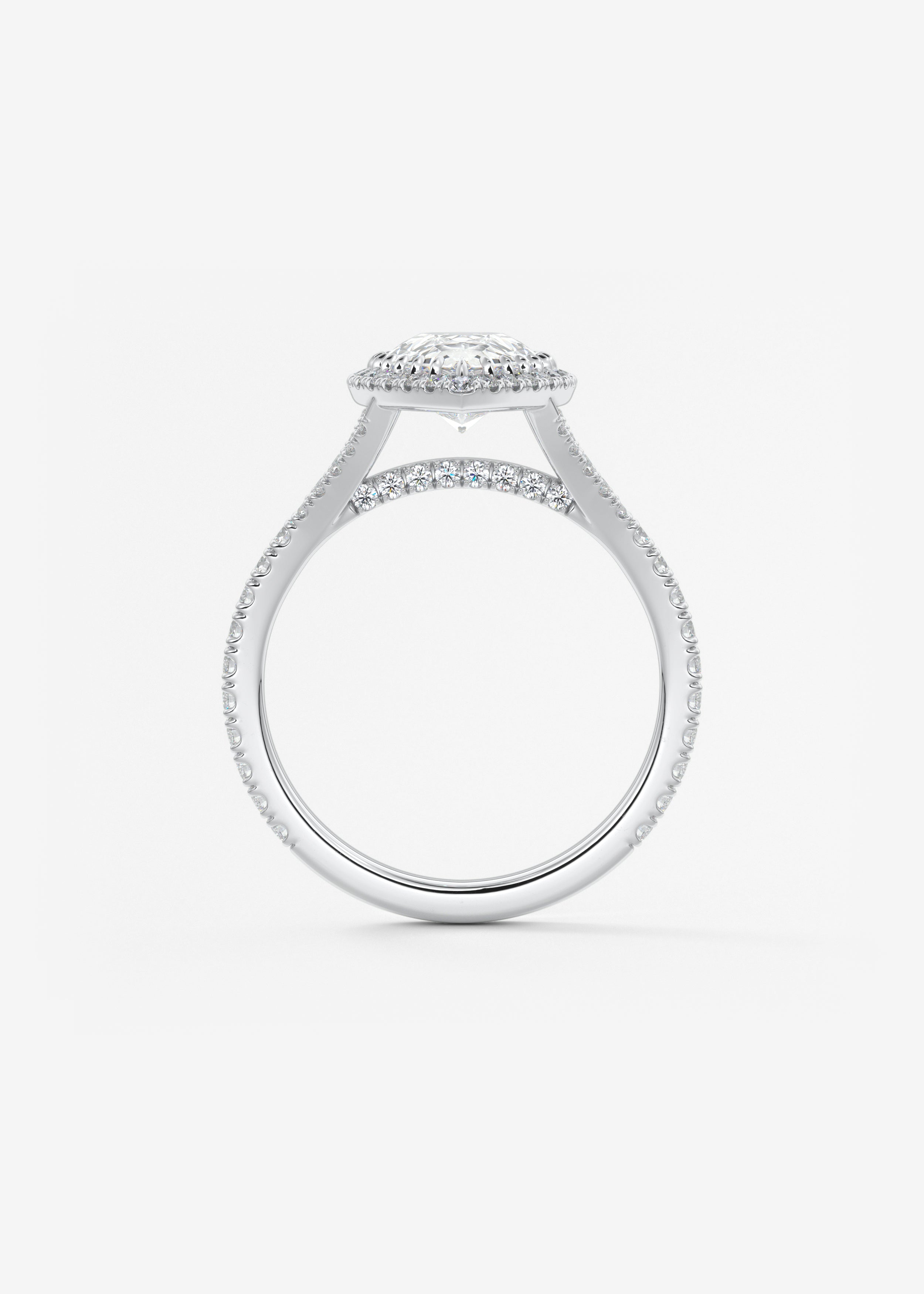Pear Halo & Pave , Split Shank Lab Grown Diamond Engagement Ring