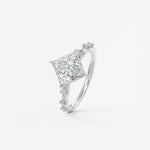Princess East West Dainty Pave Lab Grown Diamond Engagement Ring