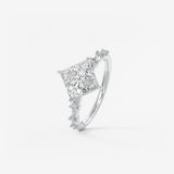 Princess East West Dainty Pave Lab Grown Diamond Engagement Ring