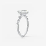 Princess East West Dainty Pave Lab Grown Diamond Engagement Ring