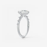 Princess East West Dainty Pave Lab Grown Diamond Engagement Ring