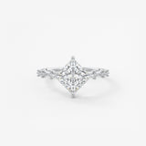 Princess East West Dainty Pave Lab Grown Diamond Engagement Ring