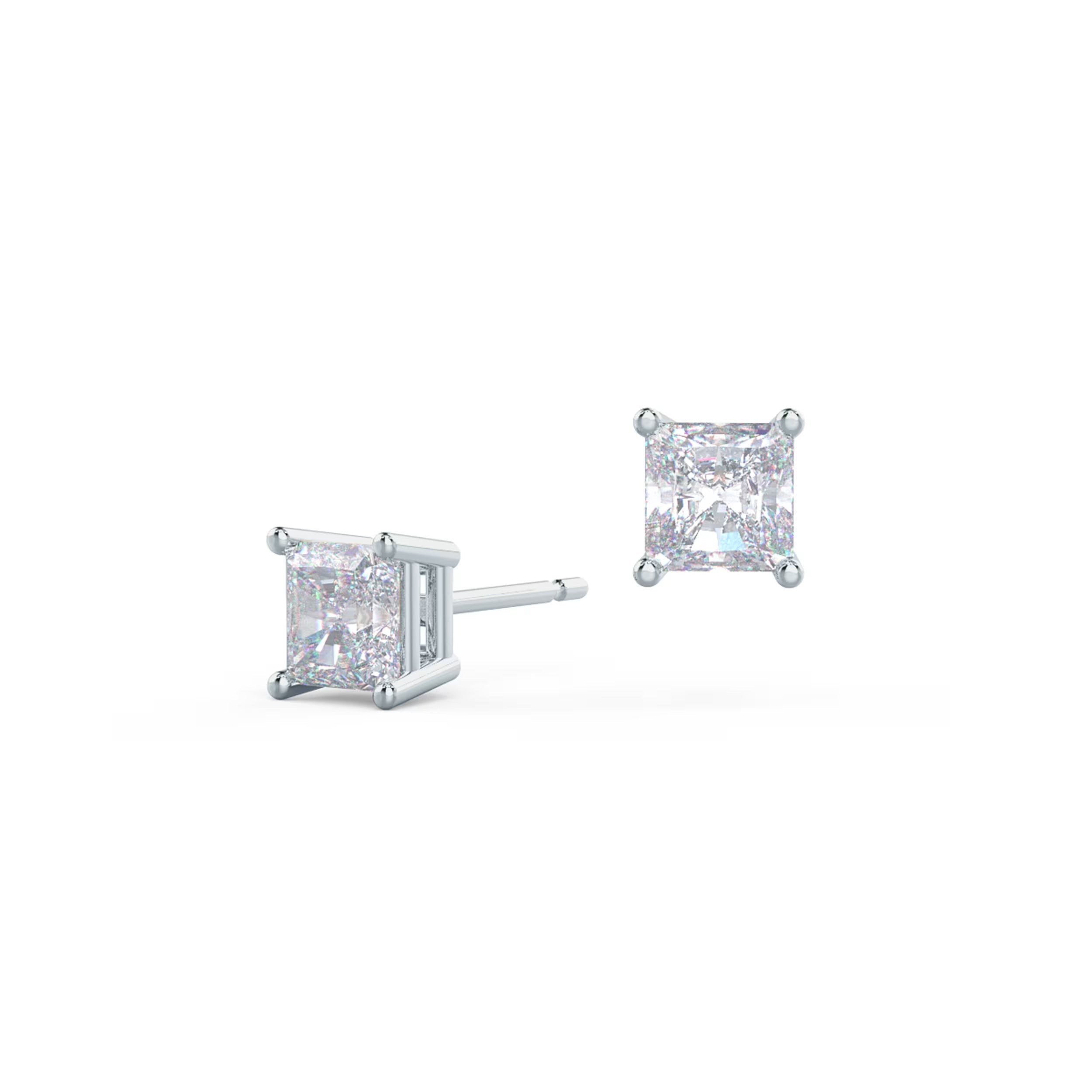 1.50 TCW Princess Shape Moissanite Stud Earrings in Gold 3