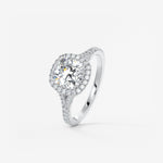 Cushion Halo & Pave , Split Shank Lab Grown Diamond Engagement Ring