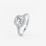 Cushion Halo & Pave , Split Shank Lab Grown Diamond Engagement Ring