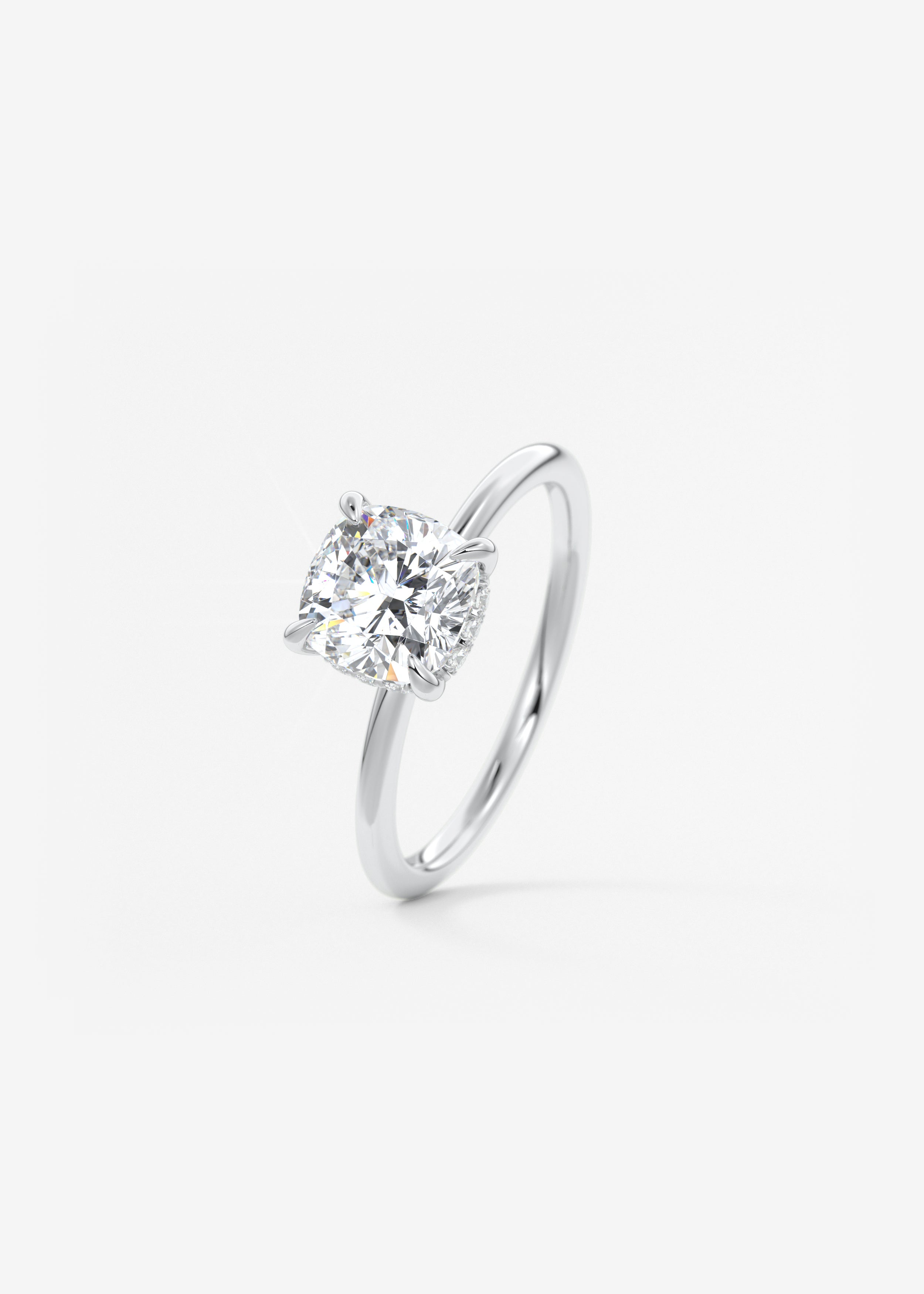 Cushion Hidden Halo Lab Grown Diamond Engagement Ring