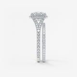 Cushion Halo & Pave , Split Shank Lab Grown Diamond Engagement Ring