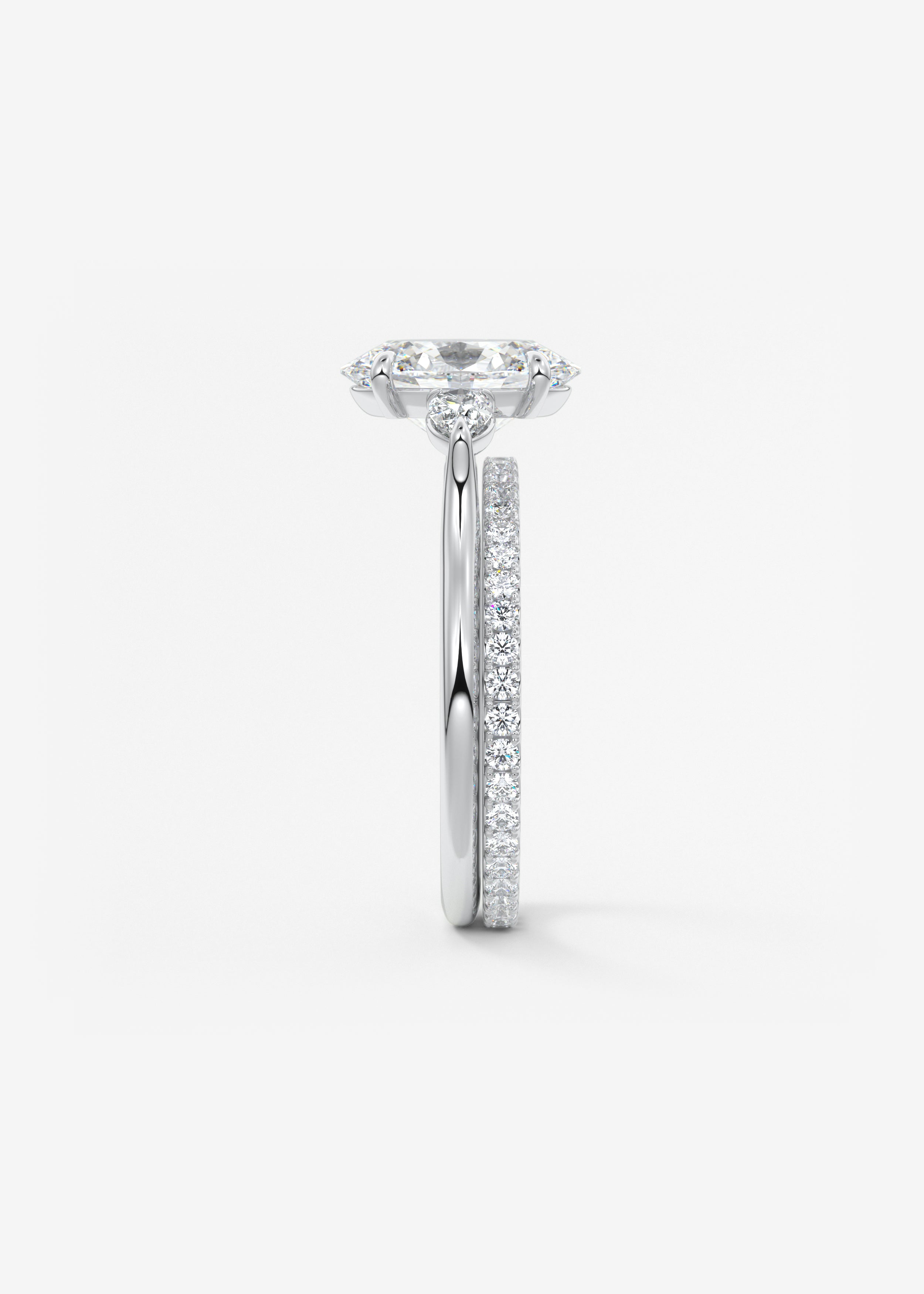 Oval Three Stone Lab Grown Diamond Engagement Ring