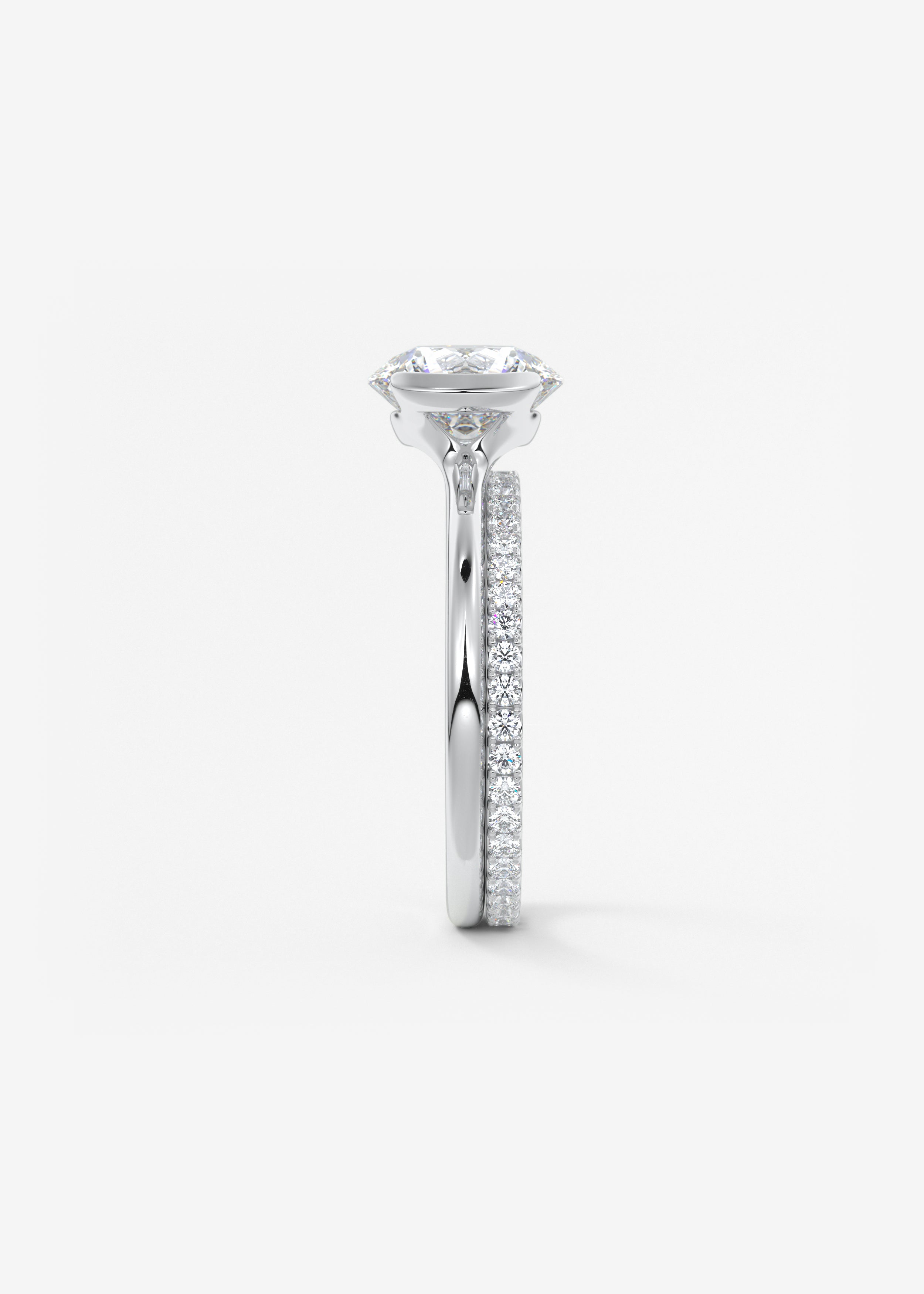 Round Half Bezel Lab Grown Diamond Engagement Ring