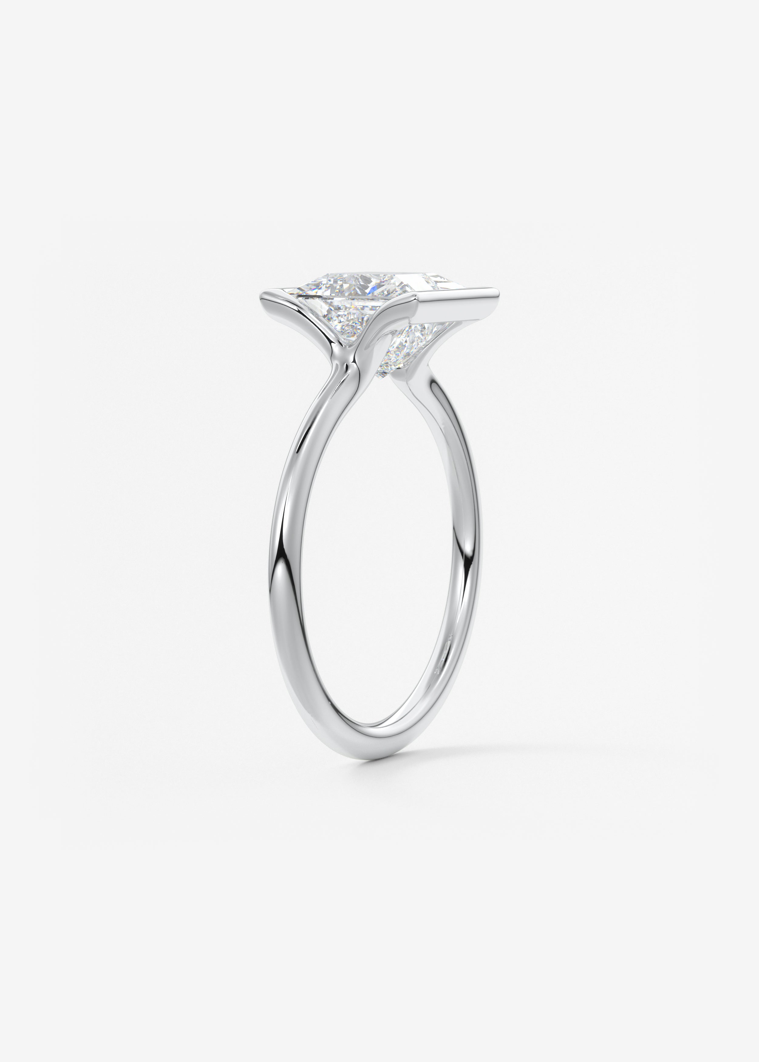 Princess Half Bezel Lab Grown Diamond Engagement Ring