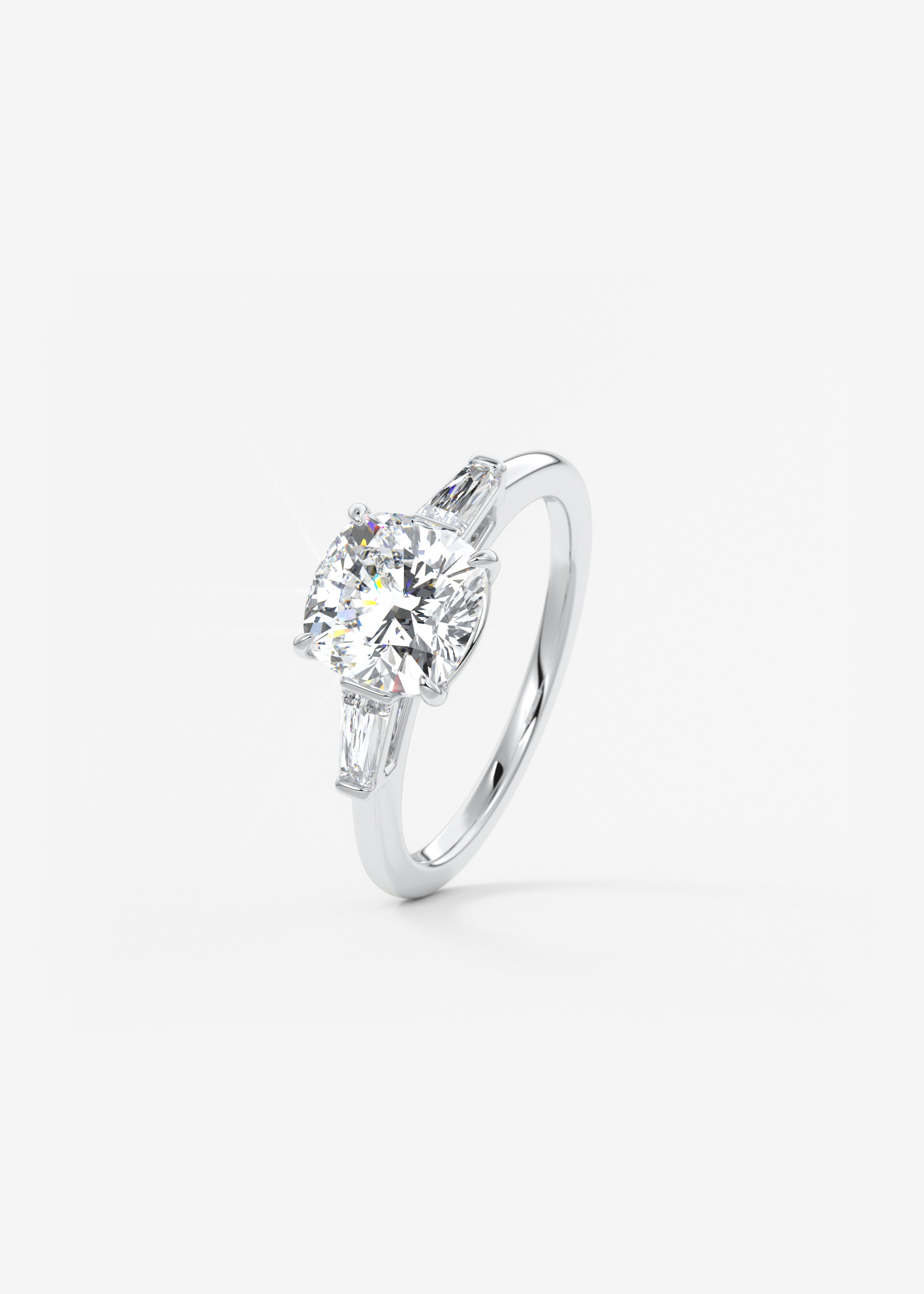 Cushion Three Stone Lab Grown Diamond Engagement Ring