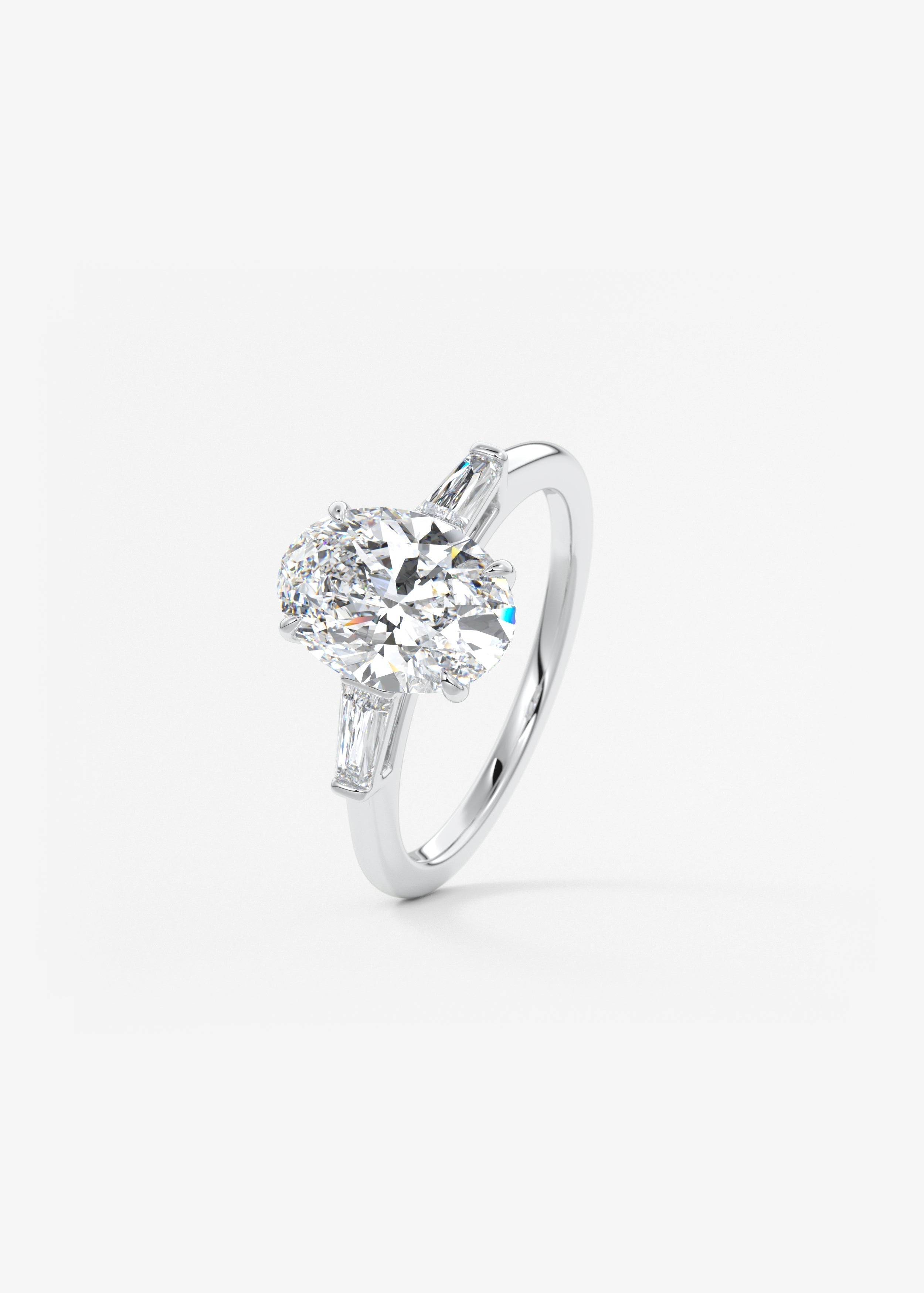 Oval Three Stone Lab Grown Diamond Engagement Ring
