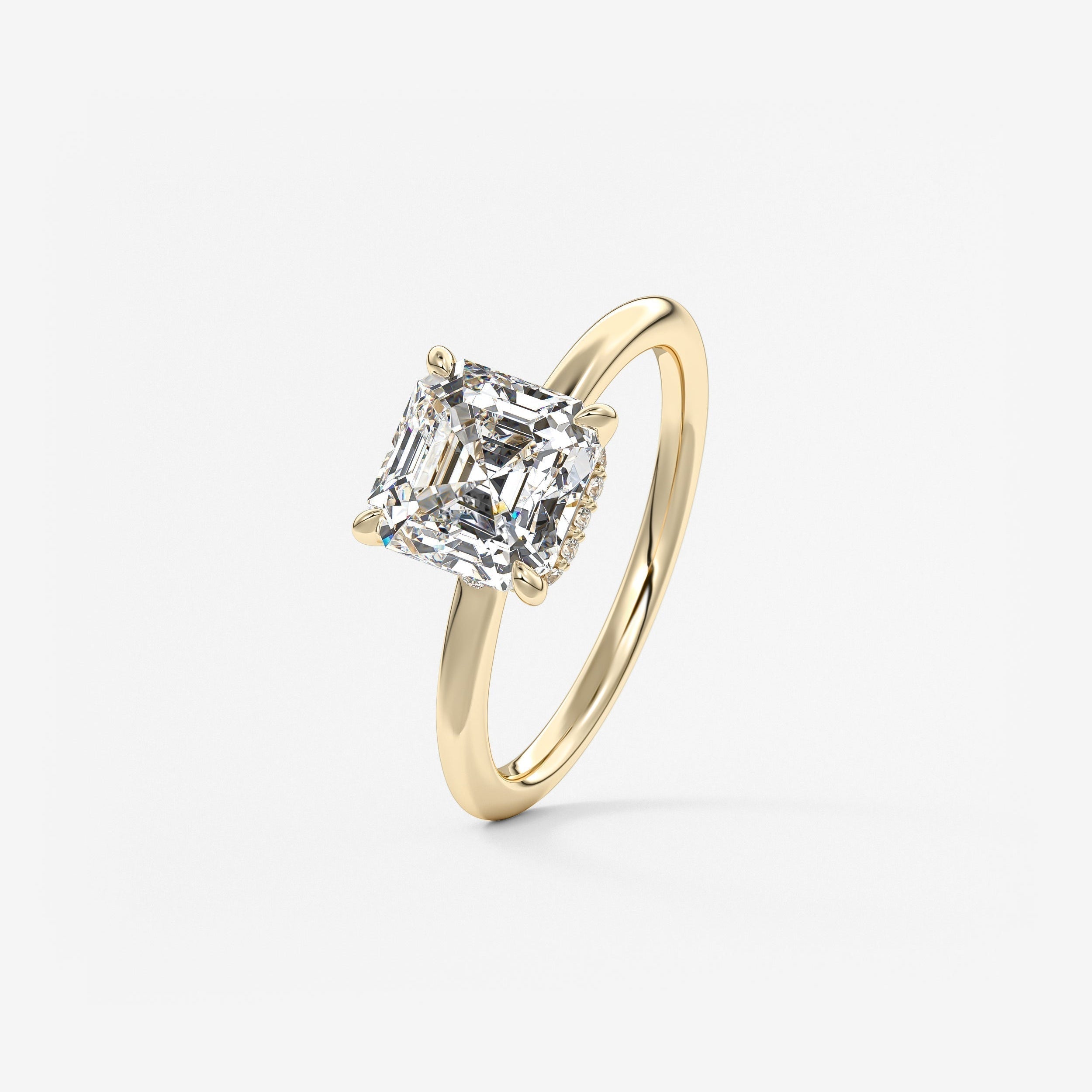 Asscher Hidden Halo Lab Grown Diamond Engagement Ring
