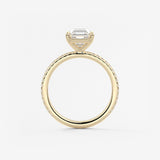 Asscher Pave Lab Grown Diamond Engagement Ring