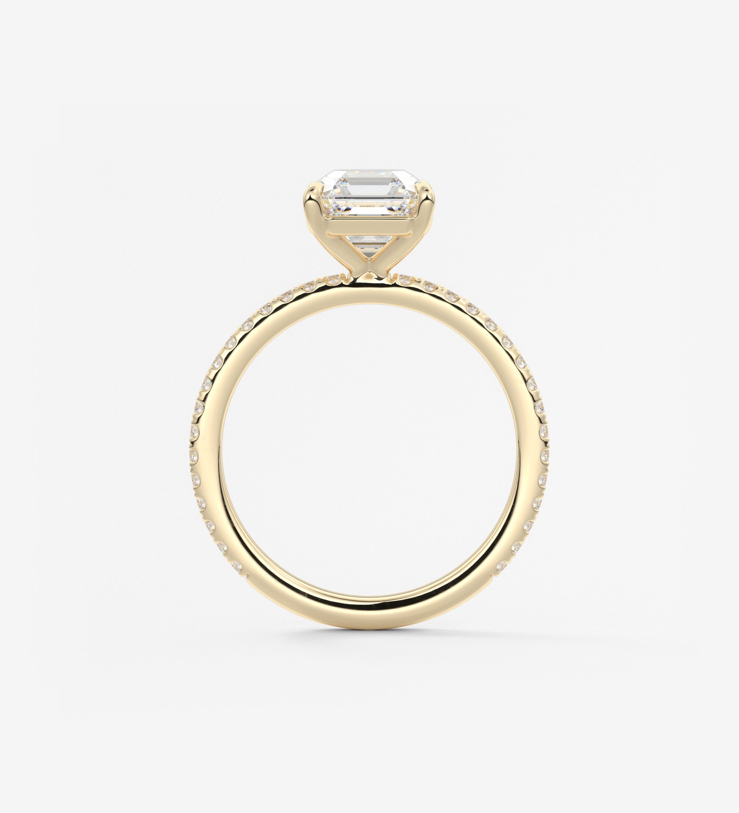 Asscher Pave Lab Grown Diamond Engagement Ring
