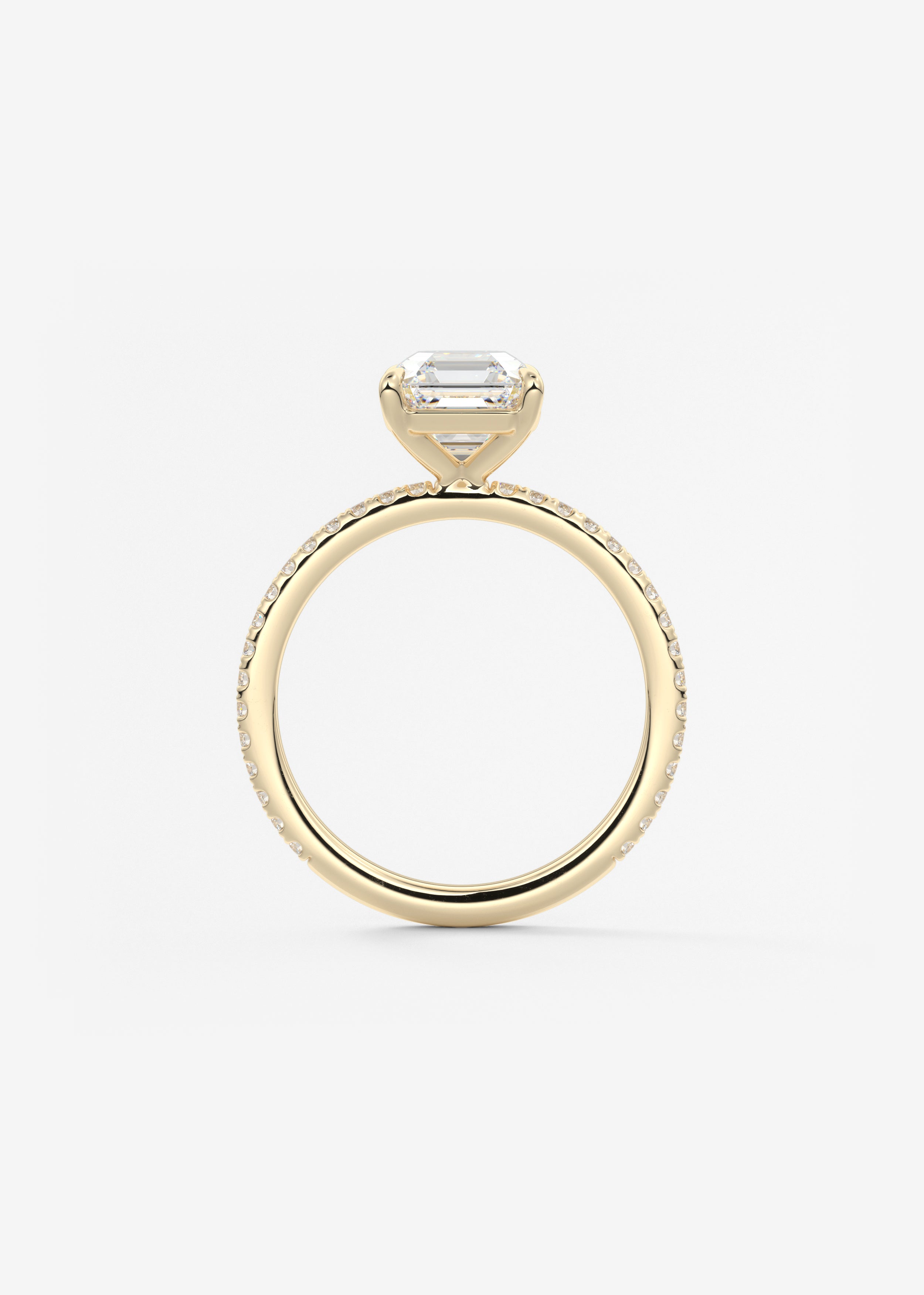 Asscher Pave Lab Grown Diamond Engagement Ring