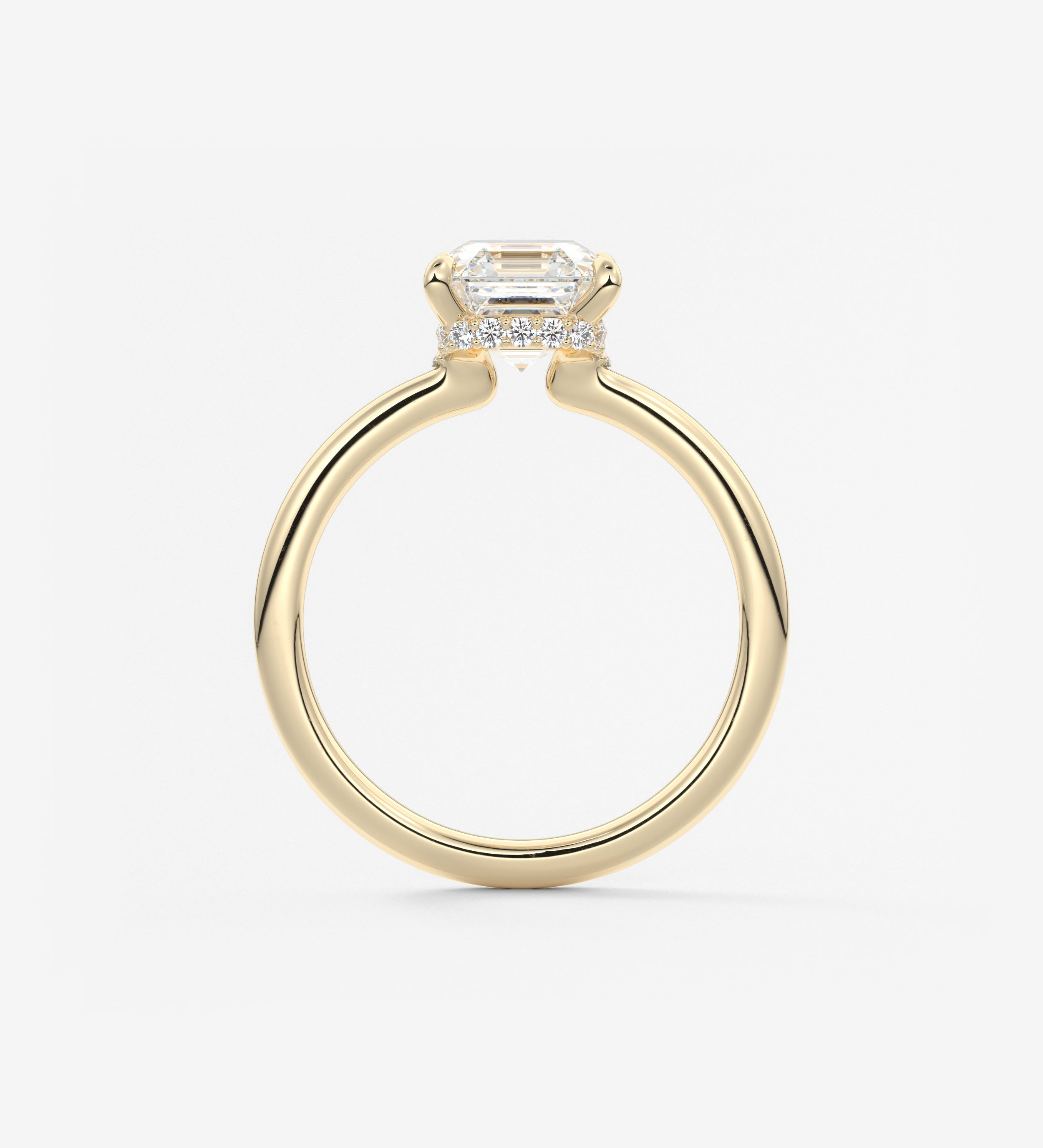 Asscher Hidden Halo Lab Grown Diamond Engagement Ring