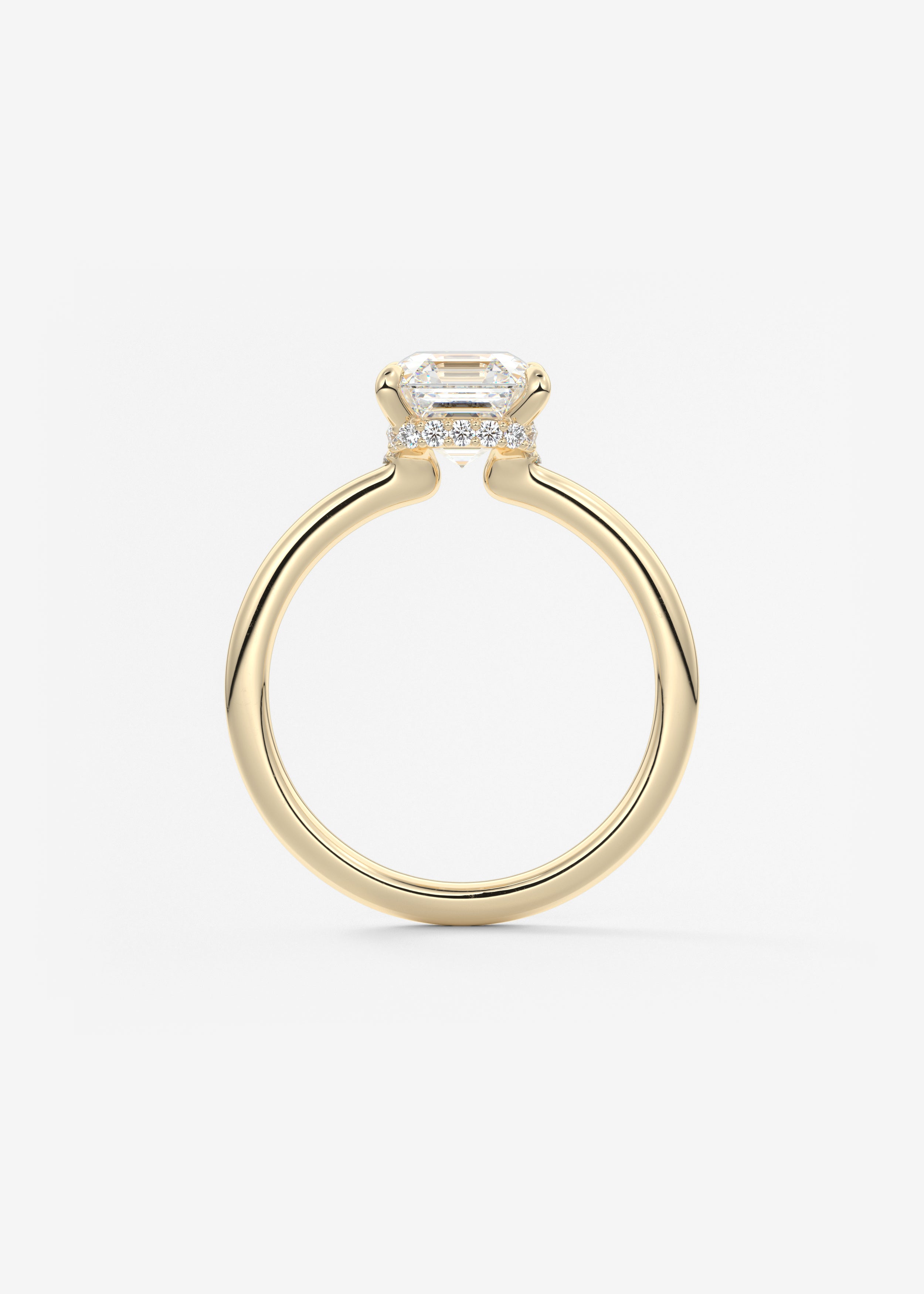 Asscher Hidden Halo Lab Grown Diamond Engagement Ring