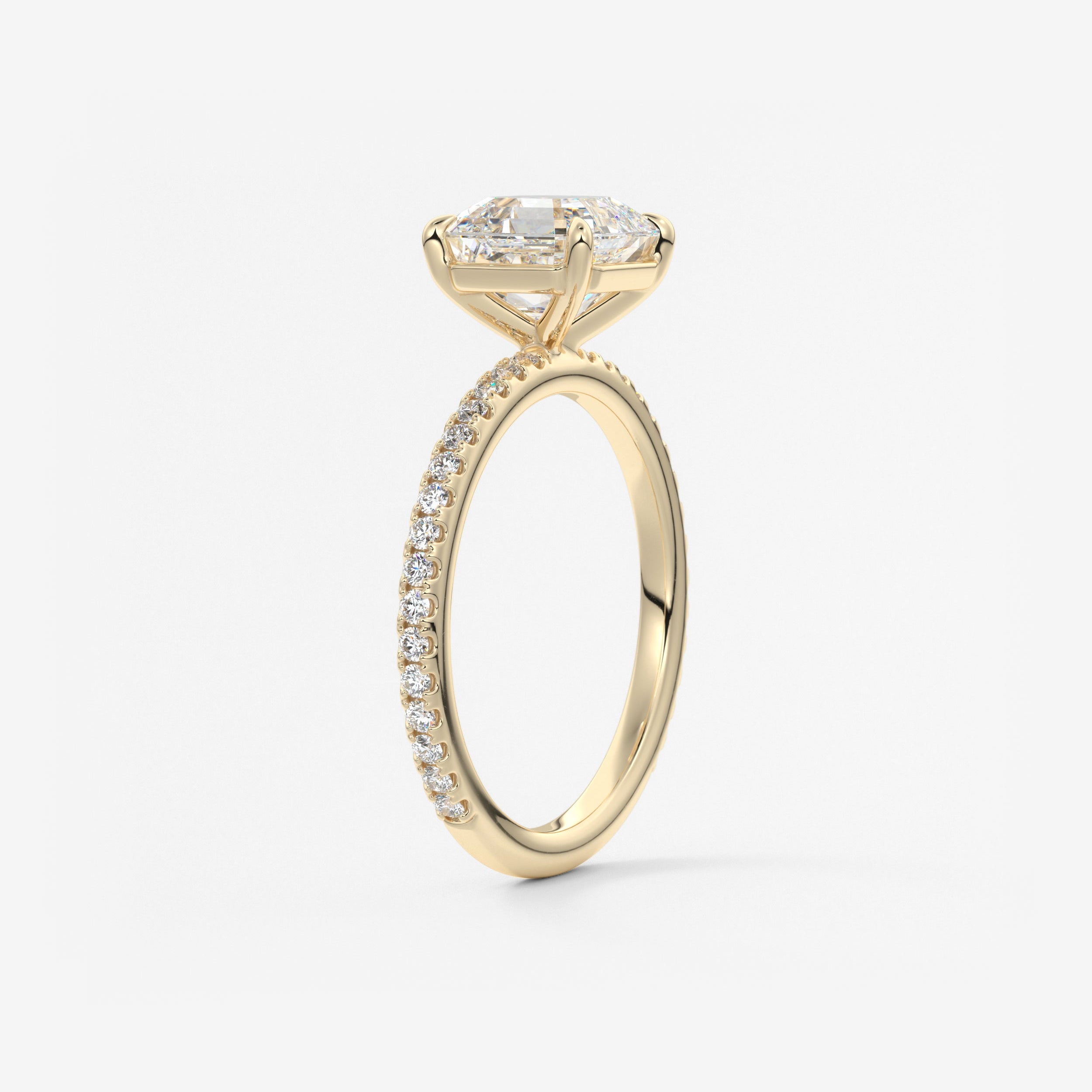 Asscher Pave Lab Grown Diamond Engagement Ring