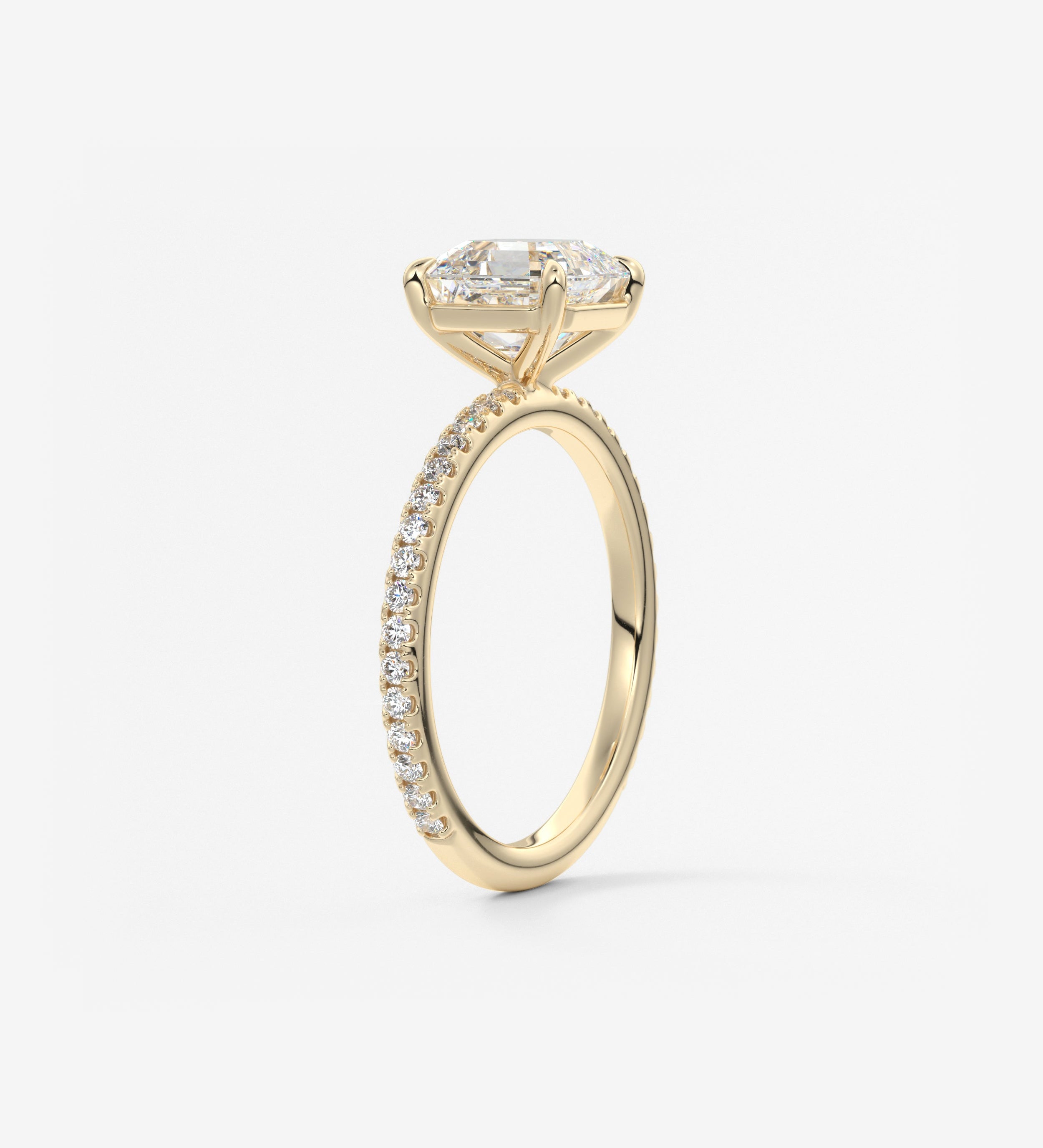Asscher Pave Lab Grown Diamond Engagement Ring