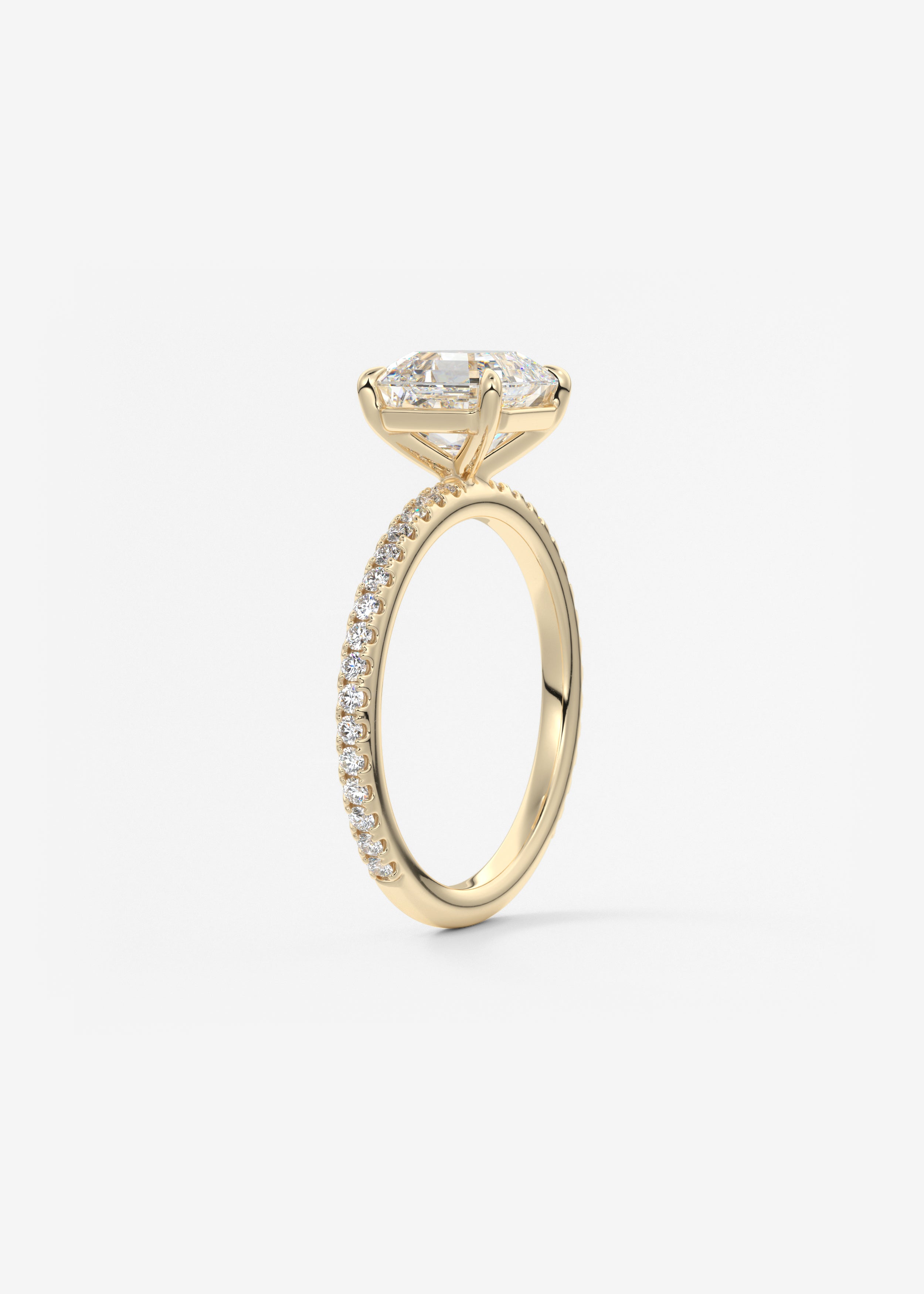 Asscher Pave Lab Grown Diamond Engagement Ring