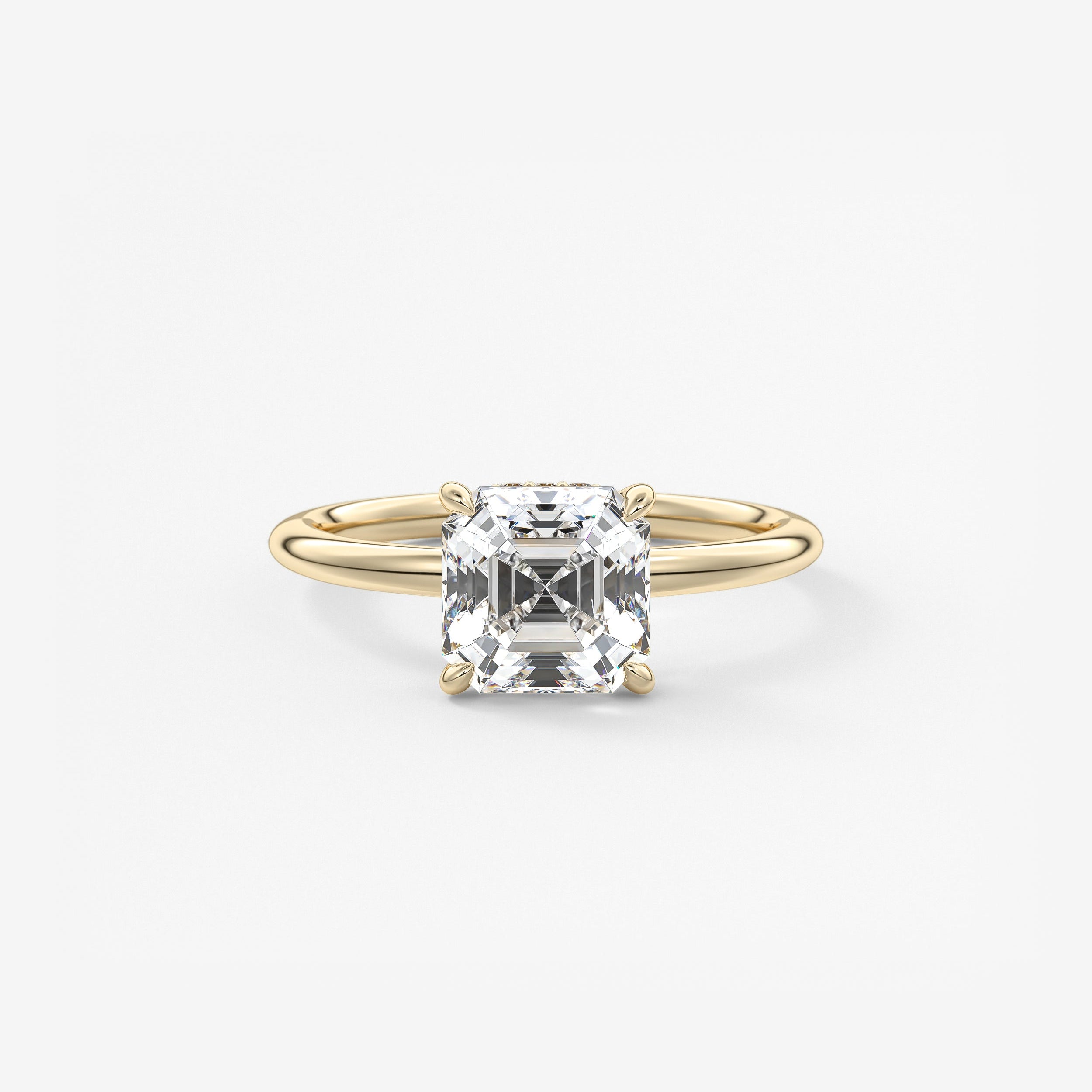 Asscher Hidden Halo Lab Grown Diamond Engagement Ring