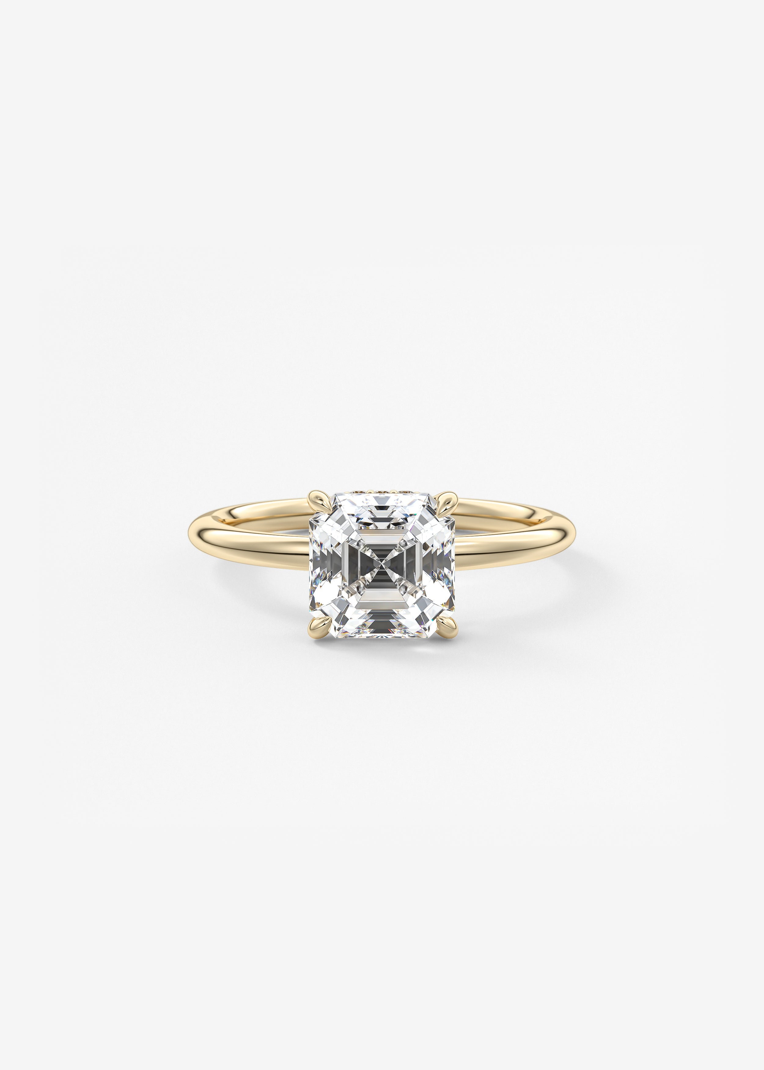 Asscher Hidden Halo Lab Grown Diamond Engagement Ring