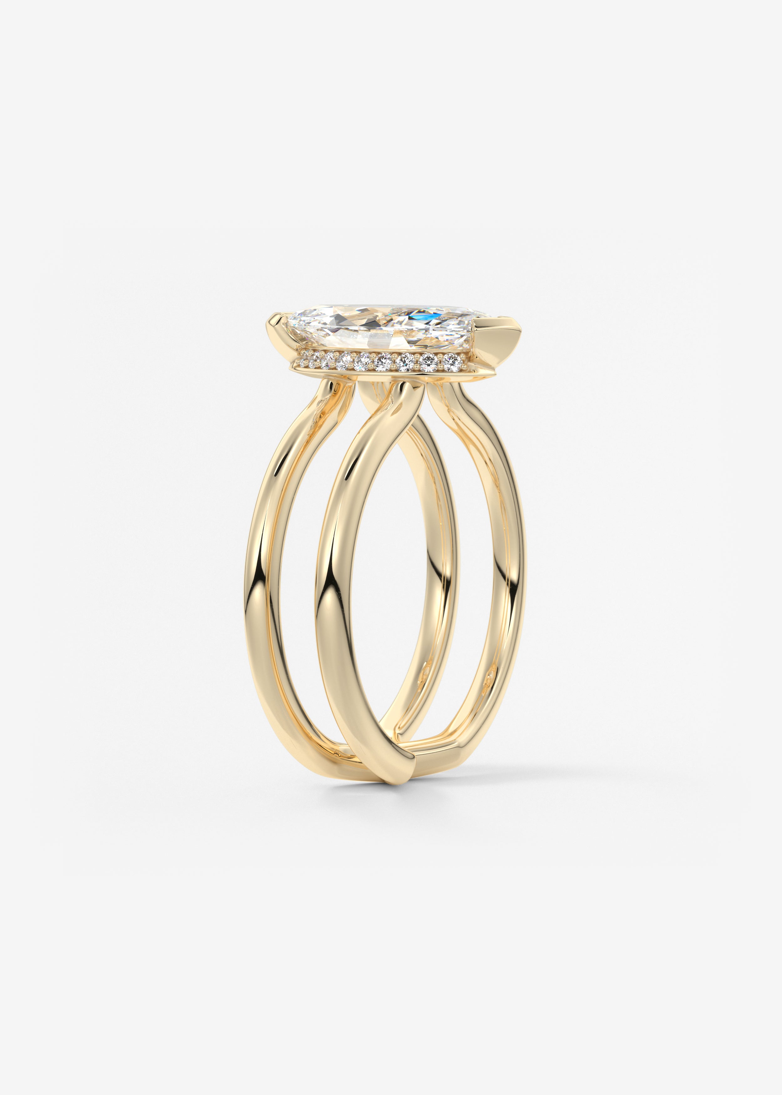 Marquise Cathedral Lab Grown Diamond Engagement Ring