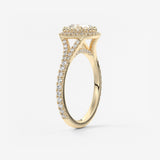 Cushion Halo & Pave , Split Shank Lab Grown Diamond Engagement Ring