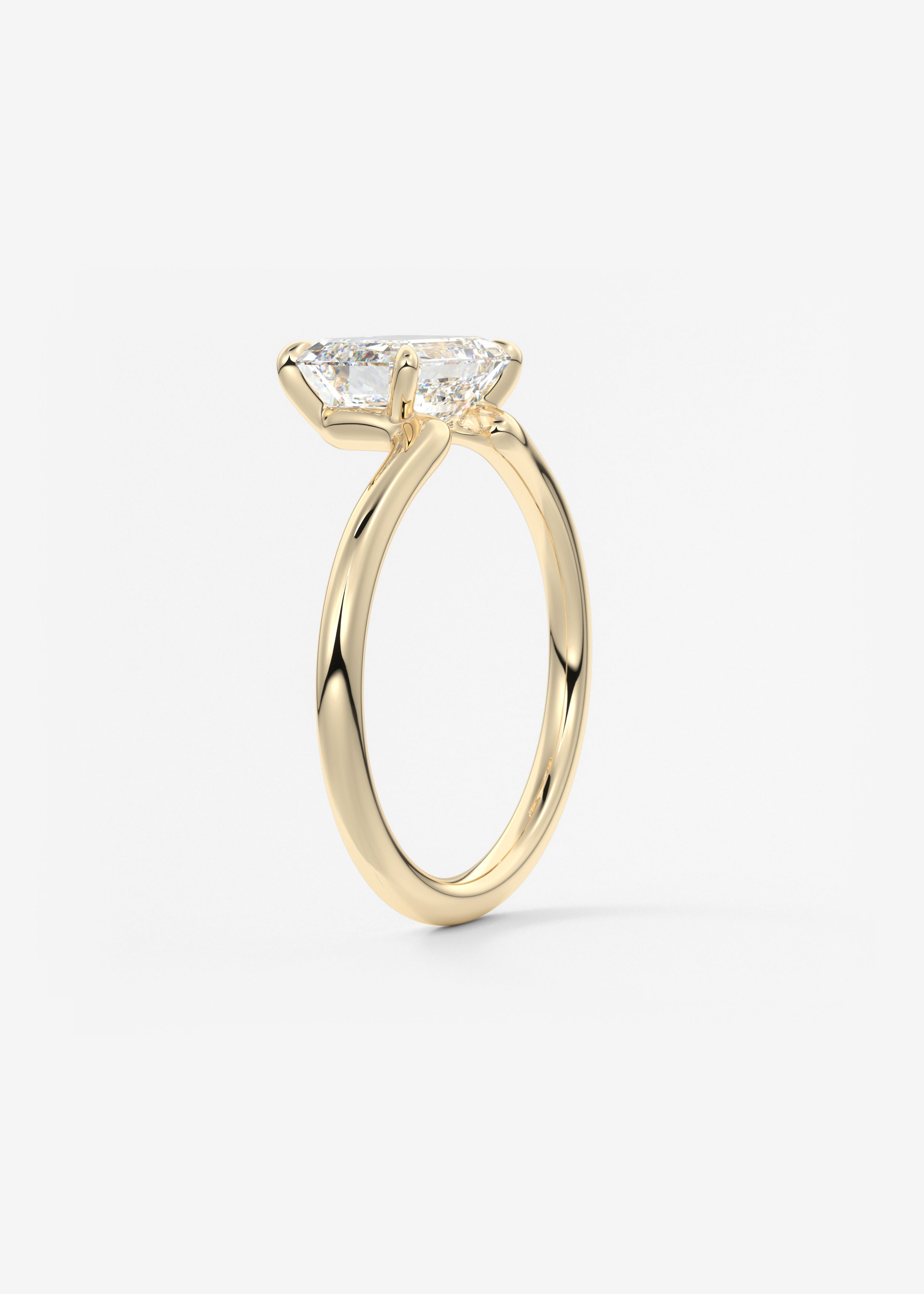 Emerald Solitaire Lab Grown Diamond Engagement Ring