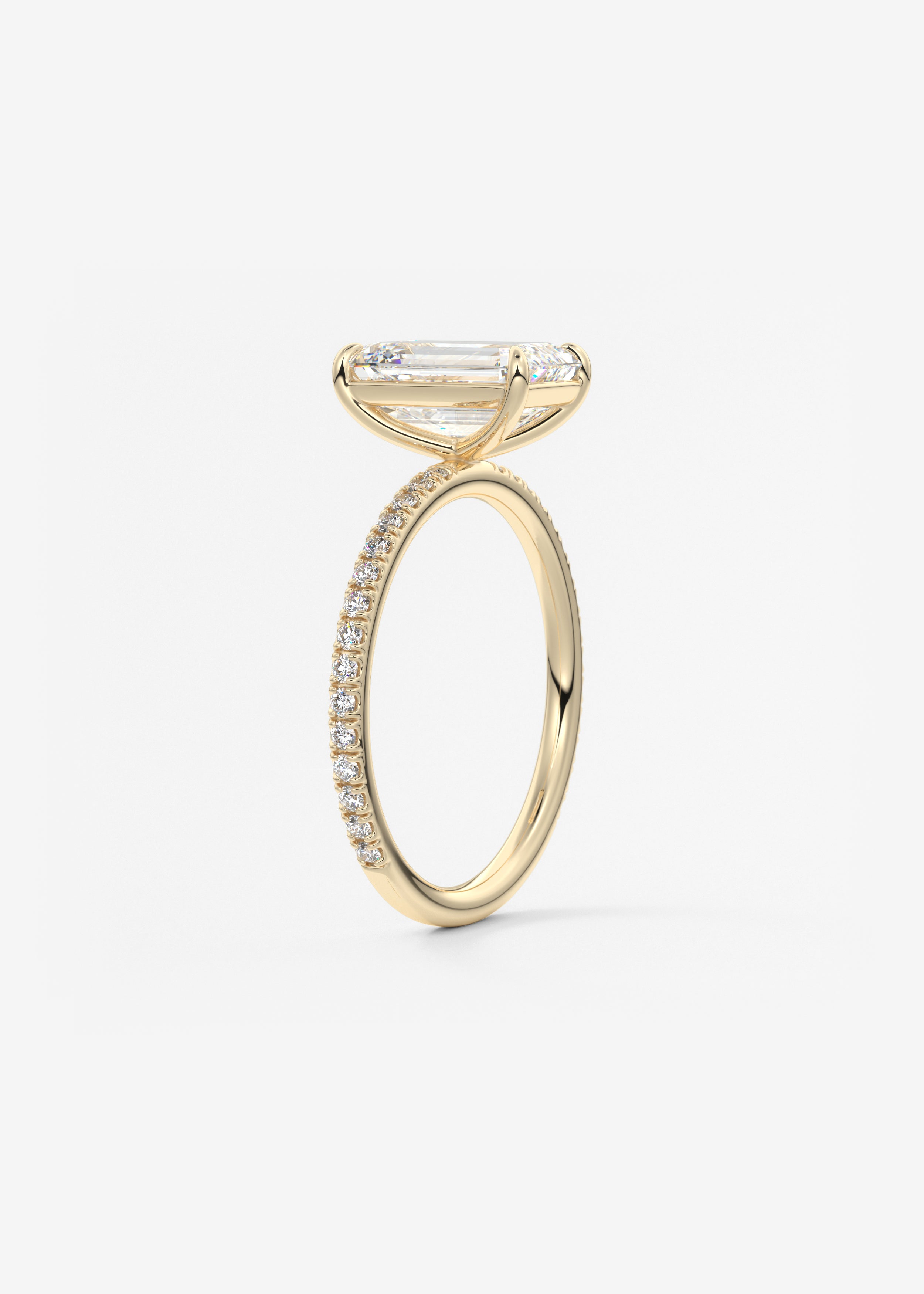 Emerald Pave Lab Grown Diamond Engagement Ring