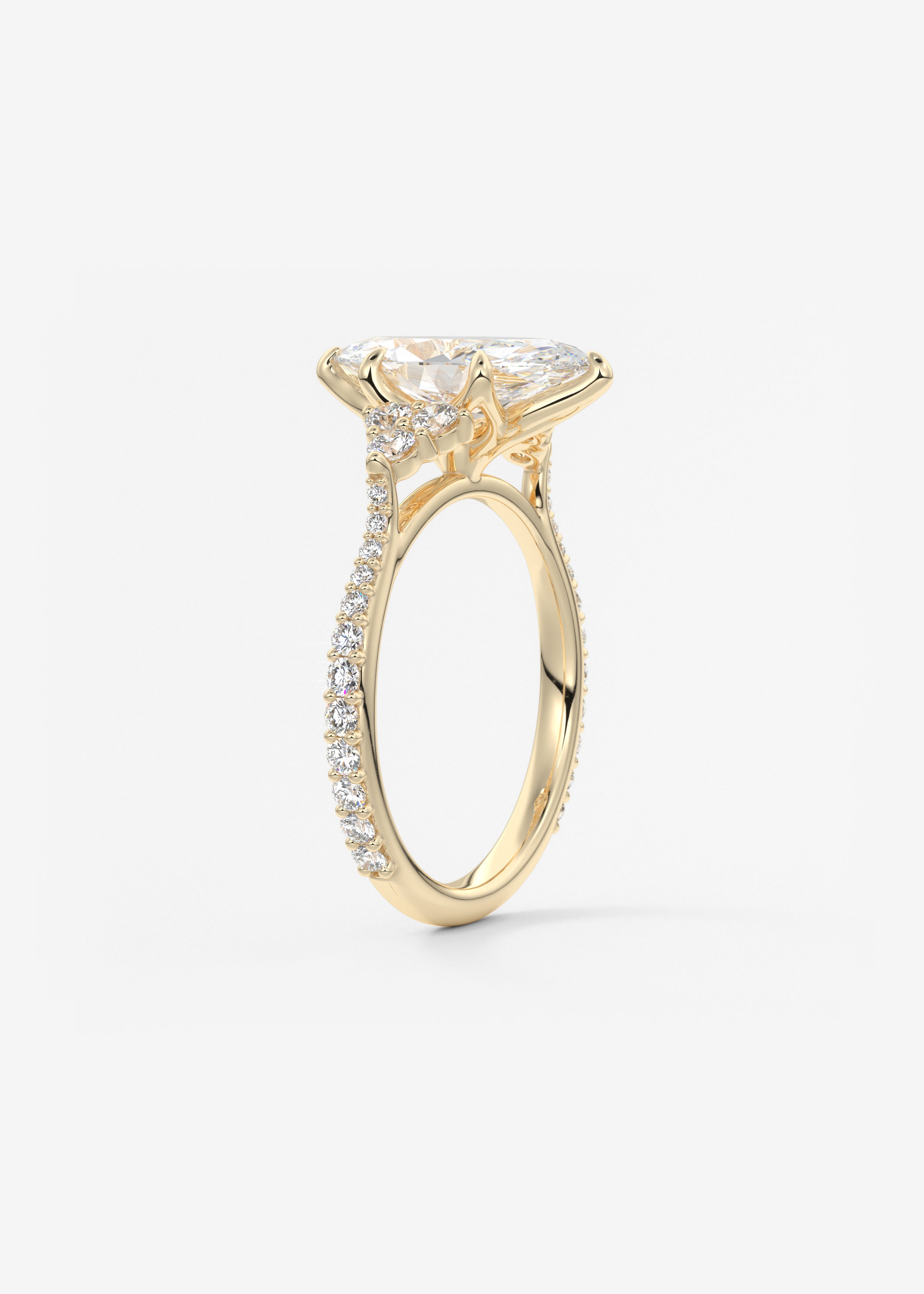 Marquise Cluster Lab Grown Diamond Engagement Ring