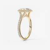 Oval Halo & Pave , Split Shank Lab Grown Diamond Engagement Ring