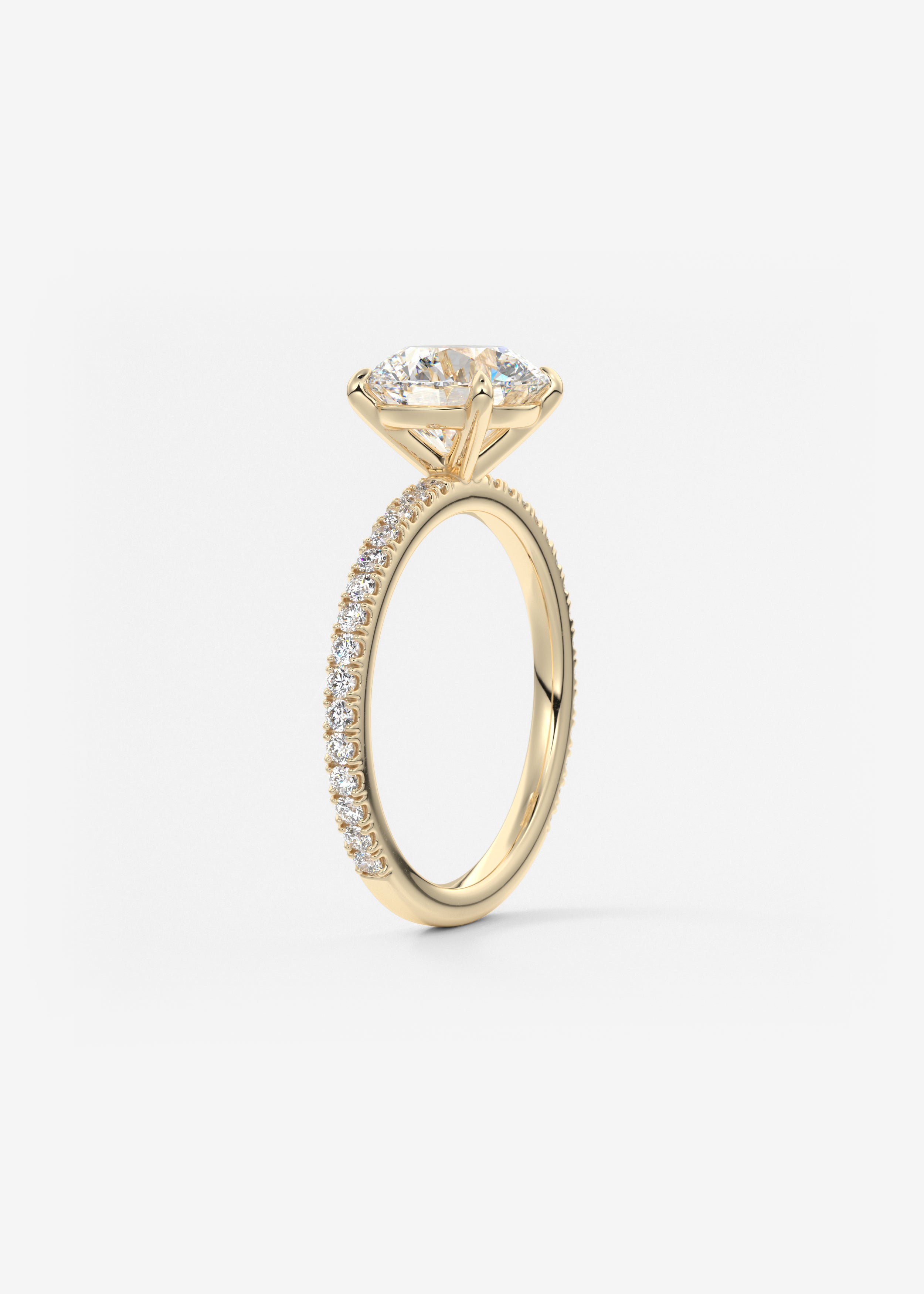 Round Pave Lab Grown Diamond Engagement Ring