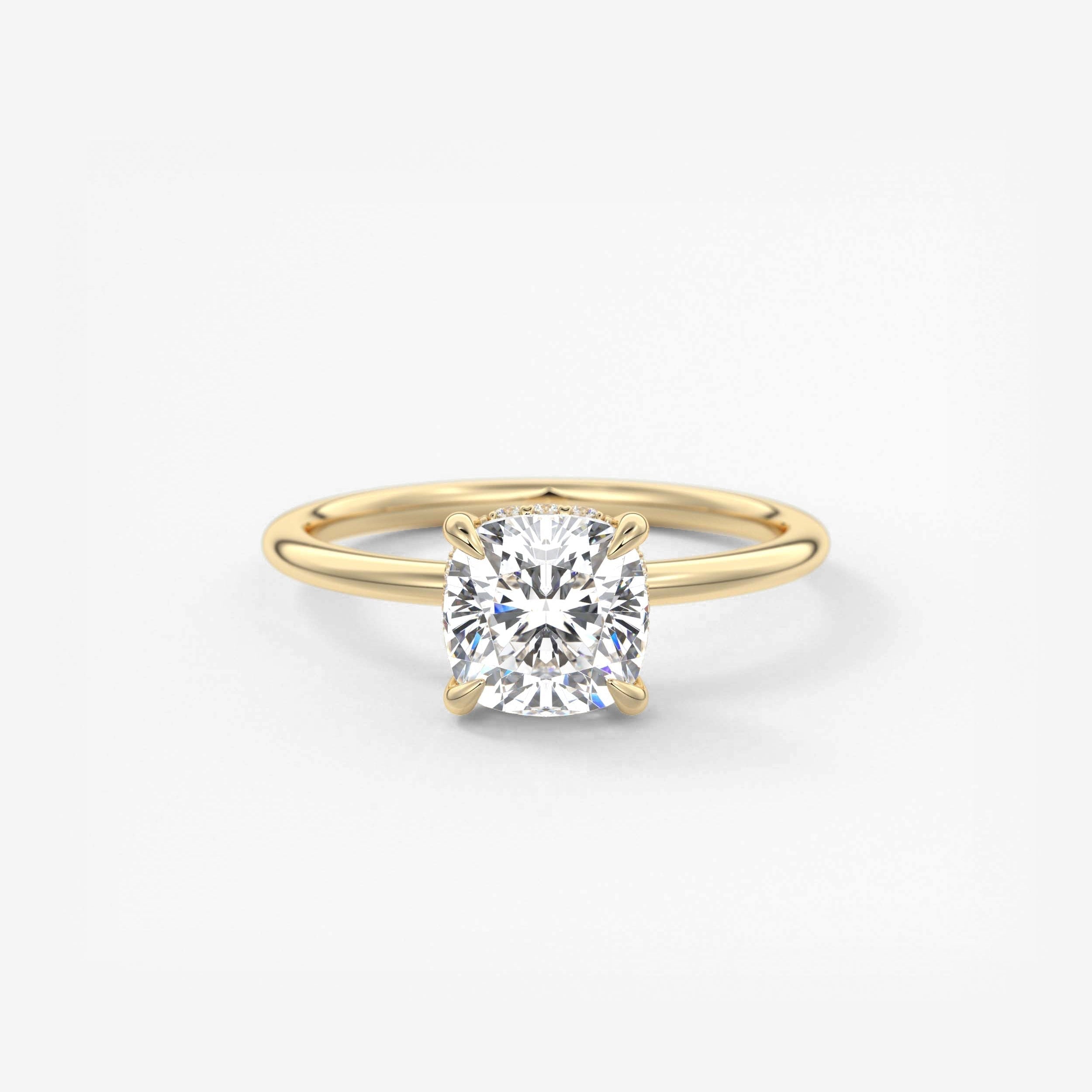 Cushion Hidden Halo Lab Grown Diamond Engagement Ring