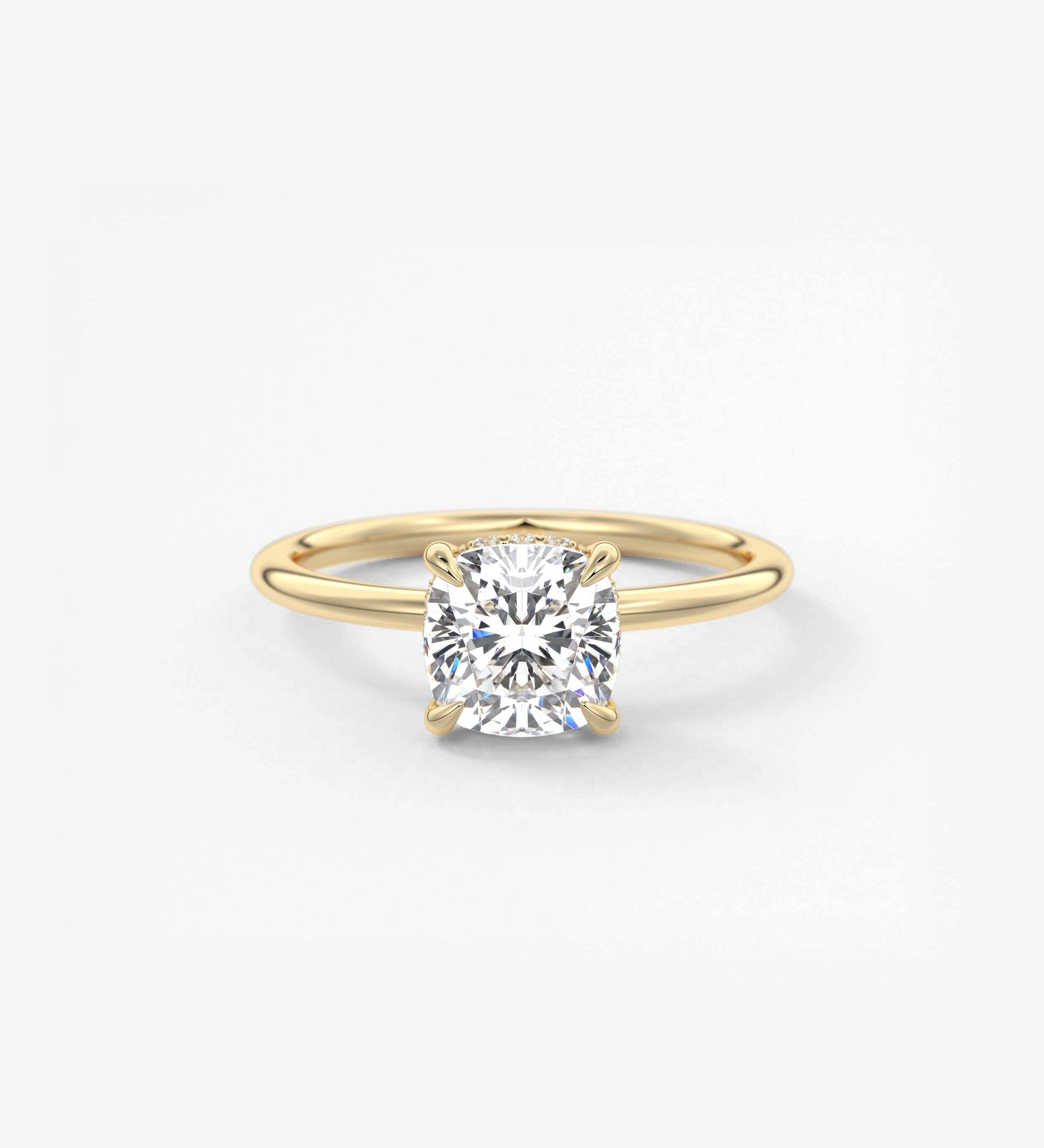 Cushion Hidden Halo Lab Grown Diamond Engagement Ring