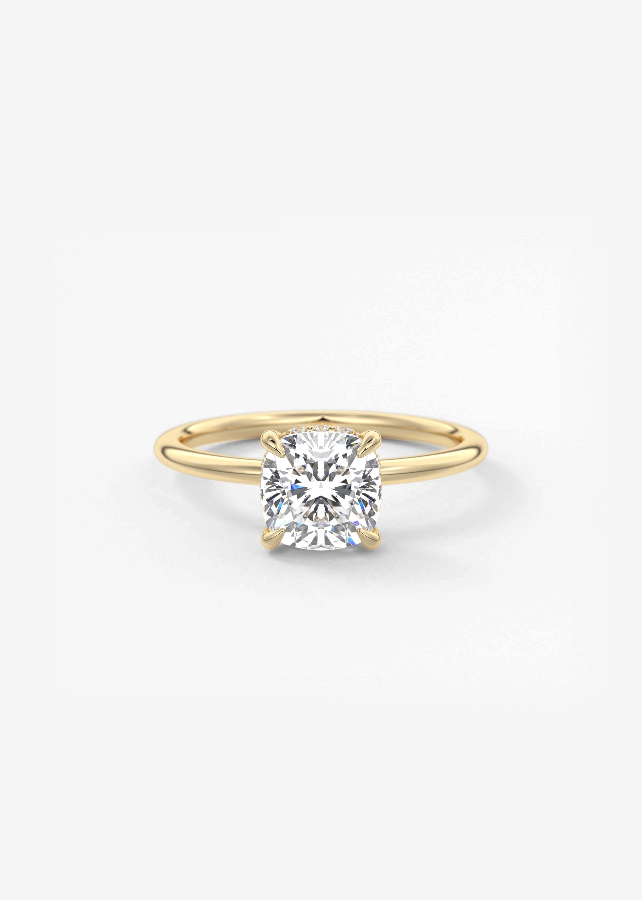 Cushion Hidden Halo Lab Grown Diamond Engagement Ring