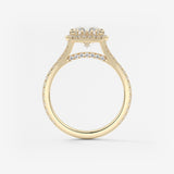 Cushion Halo & Pave , Split Shank Lab Grown Diamond Engagement Ring