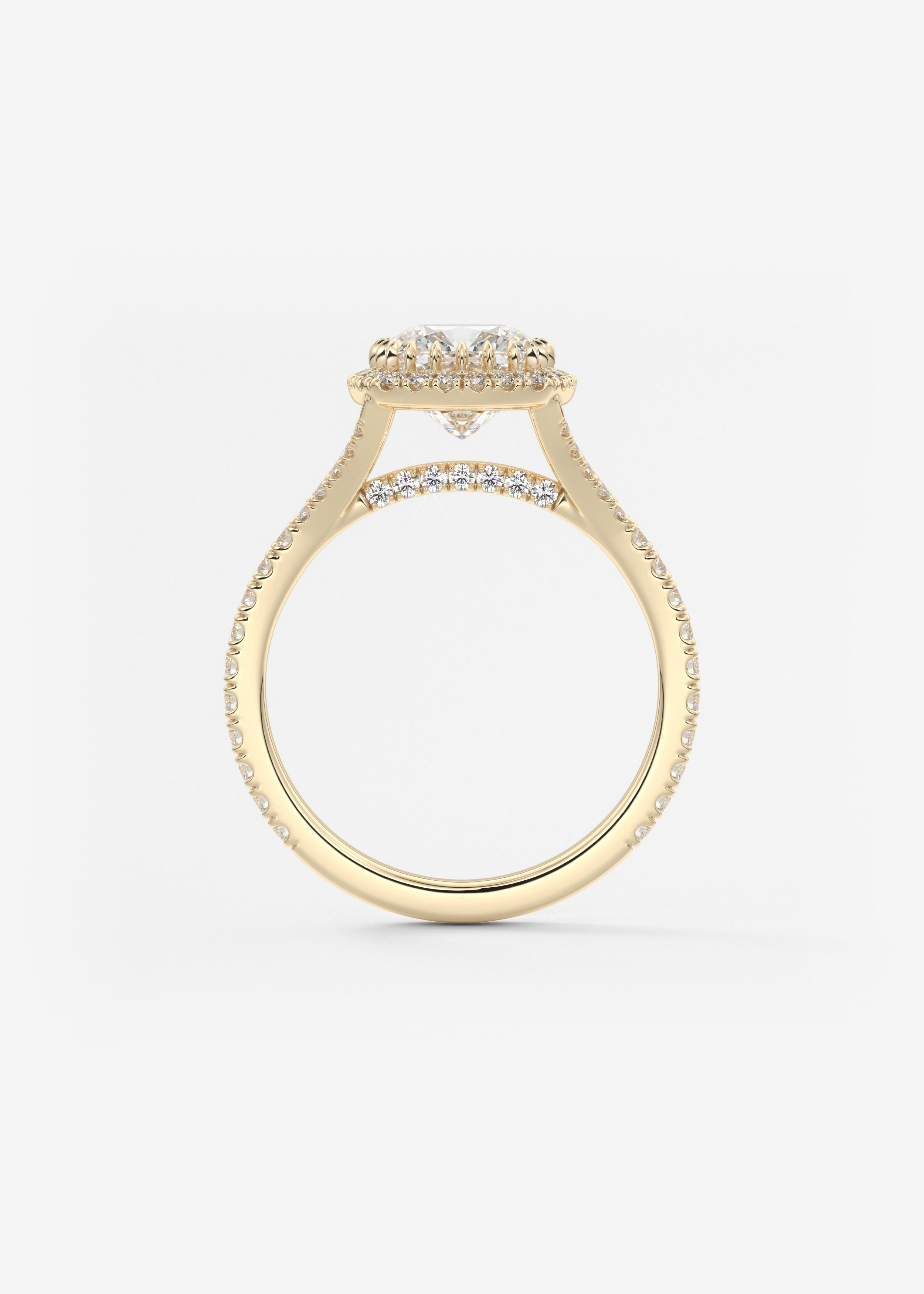 Cushion Halo & Pave , Split Shank Lab Grown Diamond Engagement Ring