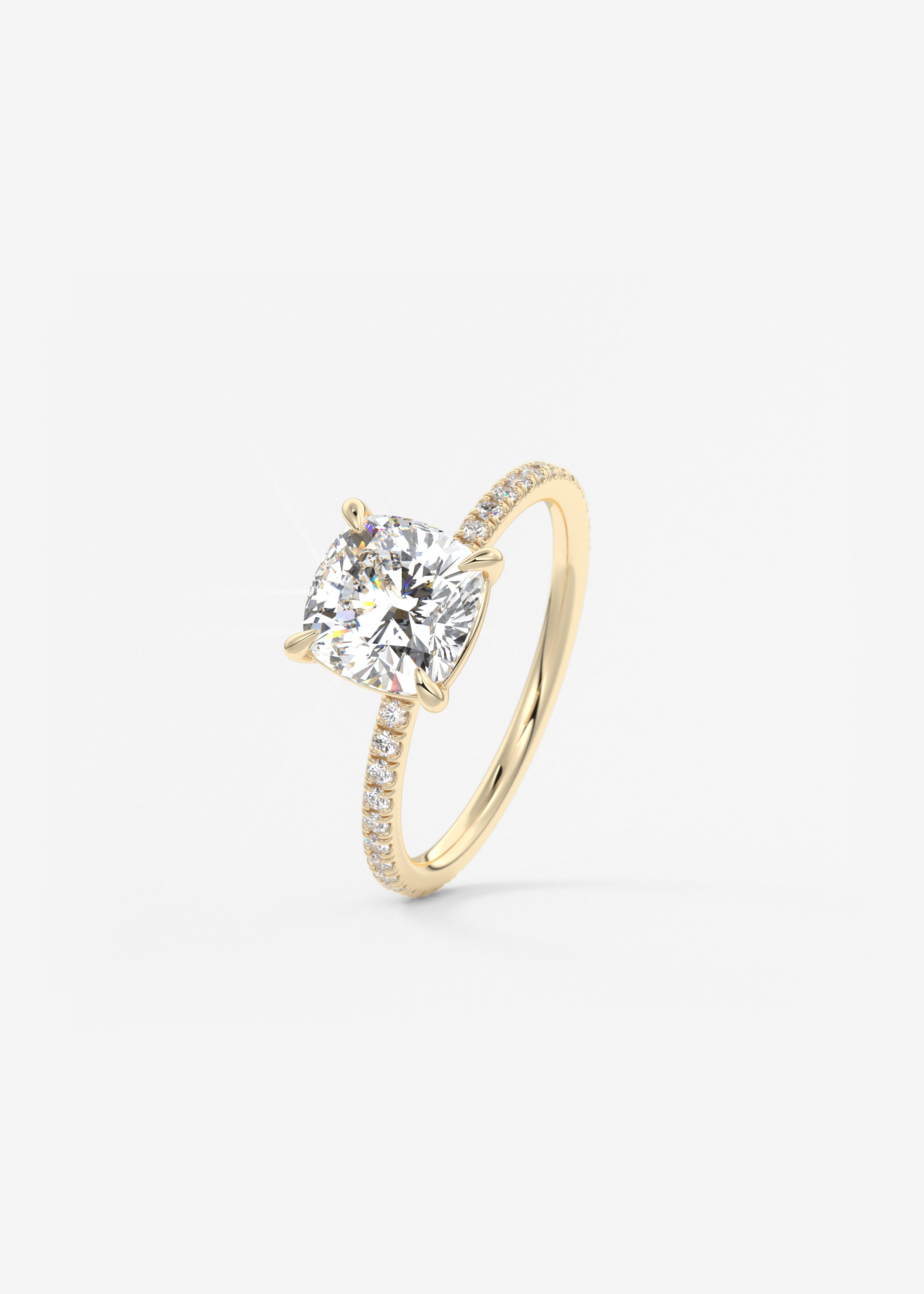 Cushion Pave Lab Grown Diamond Engagement Ring