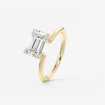 Emerald Solitaire Lab Grown Diamond Engagement Ring