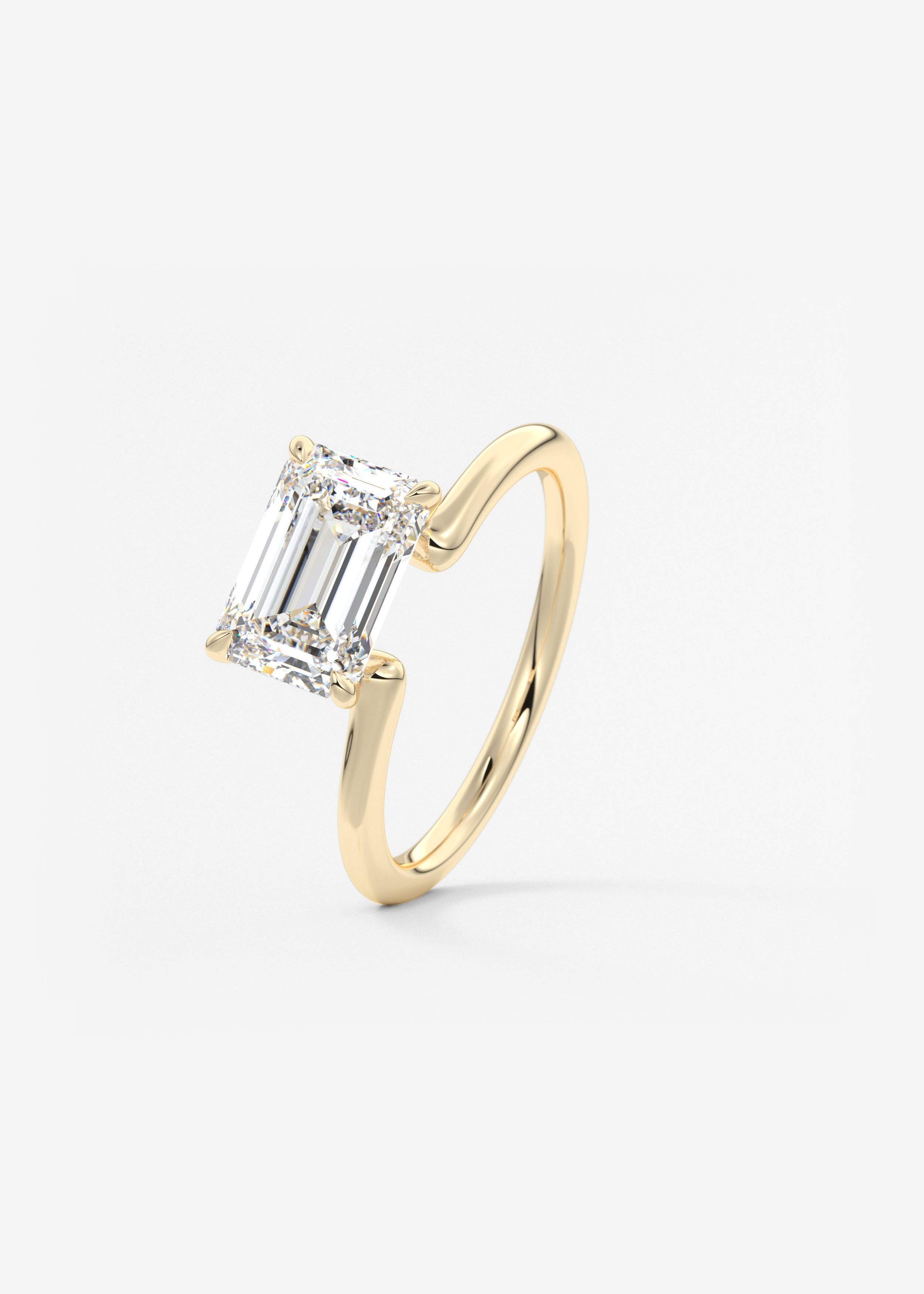 Emerald Solitaire Lab Grown Diamond Engagement Ring