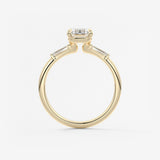 Emerald Three Stone Lab Grown Diamond Engagement Ring