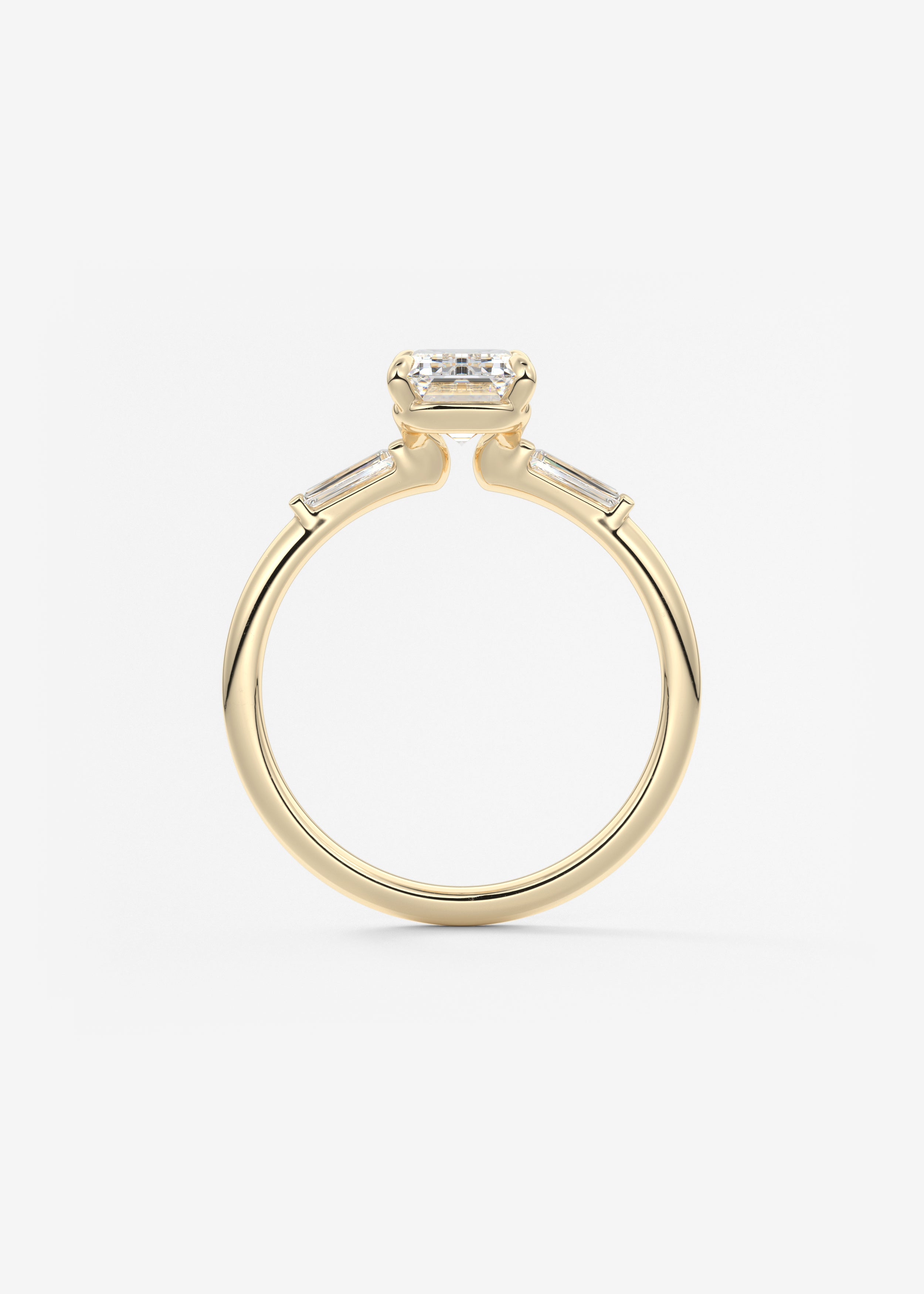 Emerald Three Stone Lab Grown Diamond Engagement Ring
