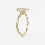 Emerald Three Stone Lab Grown Diamond Engagement Ring