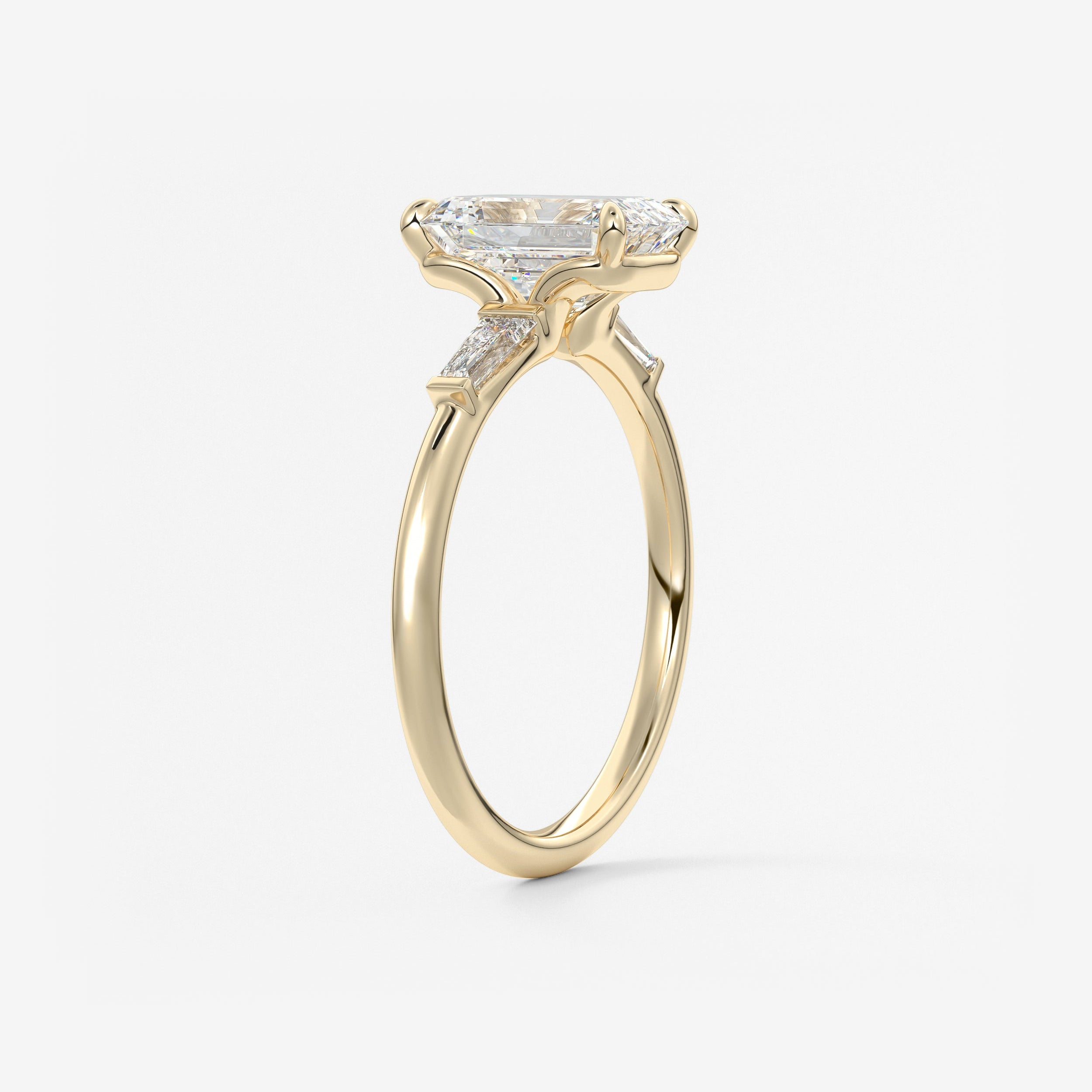 Emerald Three Stone Lab Grown Diamond Engagement Ring