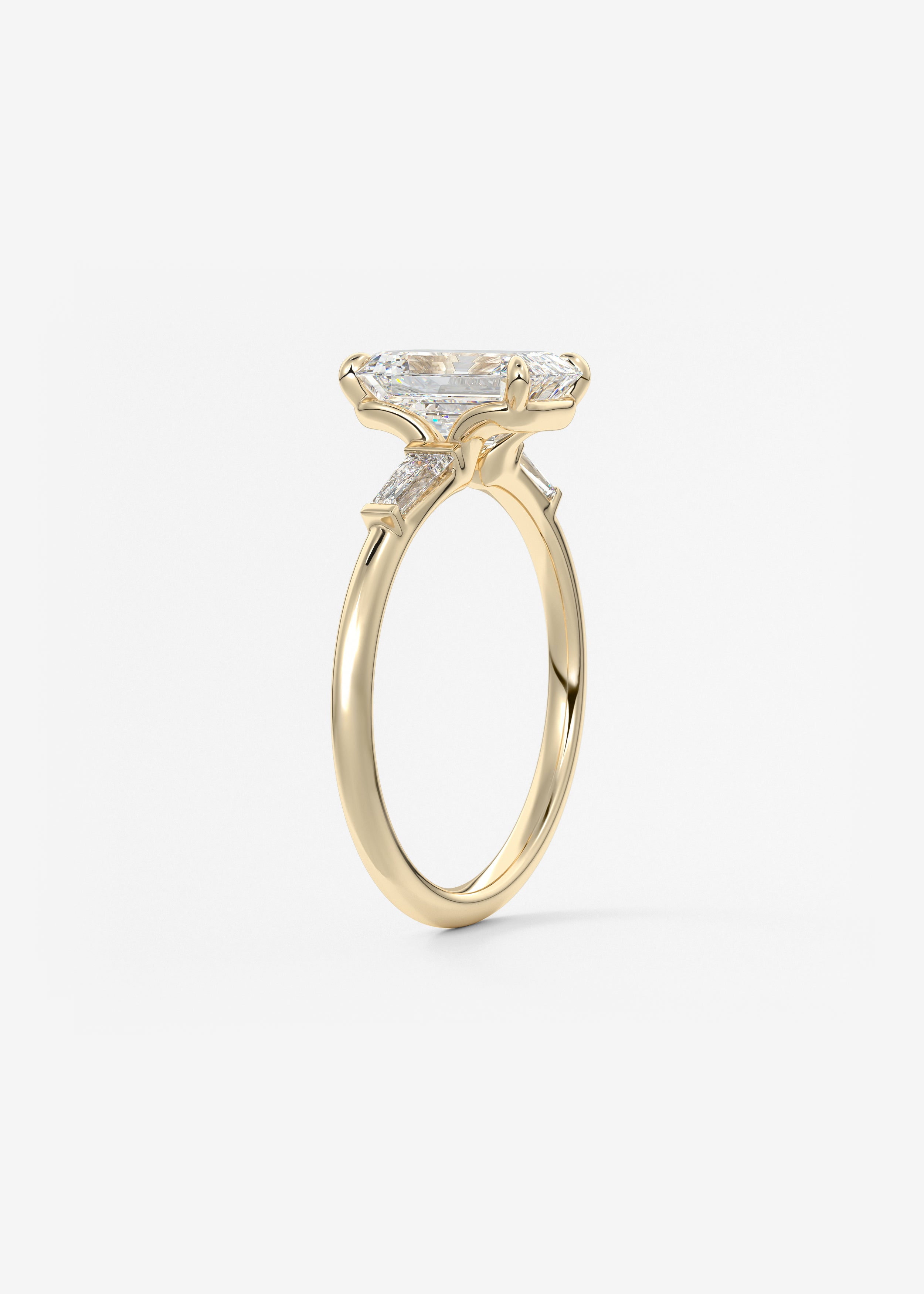 Emerald Three Stone Lab Grown Diamond Engagement Ring