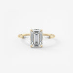Emerald Three Stone Lab Grown Diamond Engagement Ring