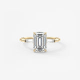 Emerald Three Stone Lab Grown Diamond Engagement Ring
